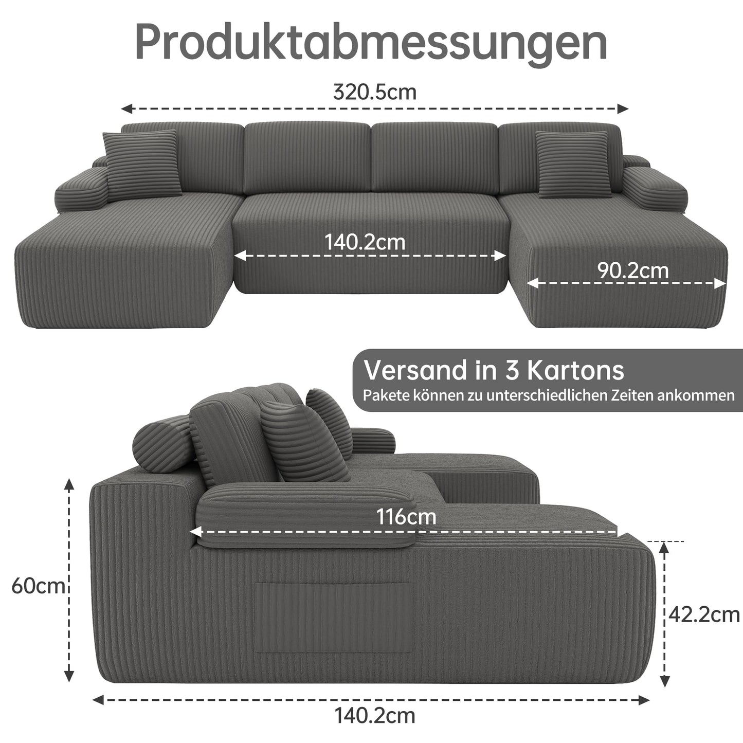 DURASPACE Cloud Sectional Sofas  (Grey)