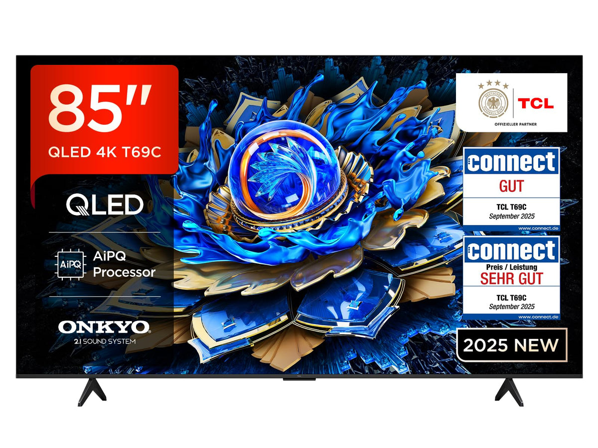 TCL 43T69C 43 Zoll QLED, Direct LED TV, 4K HDR TV, Smart Google TV (Dolby Vision & Atmos, Game Master, Motion Clarity, Kompatibel mit Google Assistant & Alexa)
