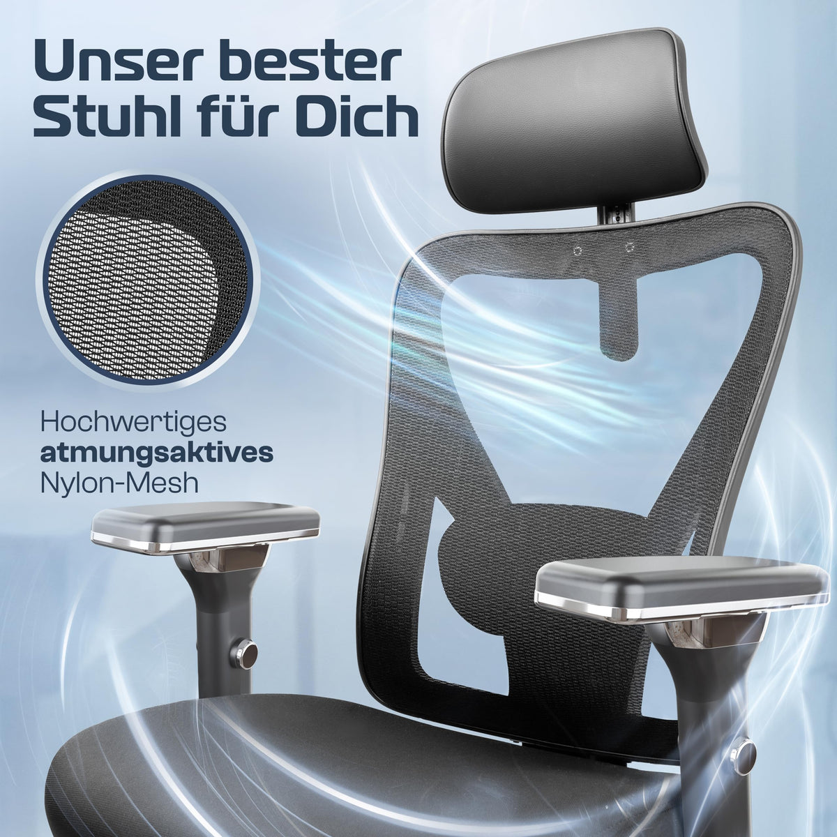 CLOUVOU BrightSeat Ergonomic Office Chair [Test Winner] Desk Chair 100% Individually Adjustable Office Chair & Gaming Chair Computer Chair Home Office Chair Ergonomic Swivel Chair 150 kg