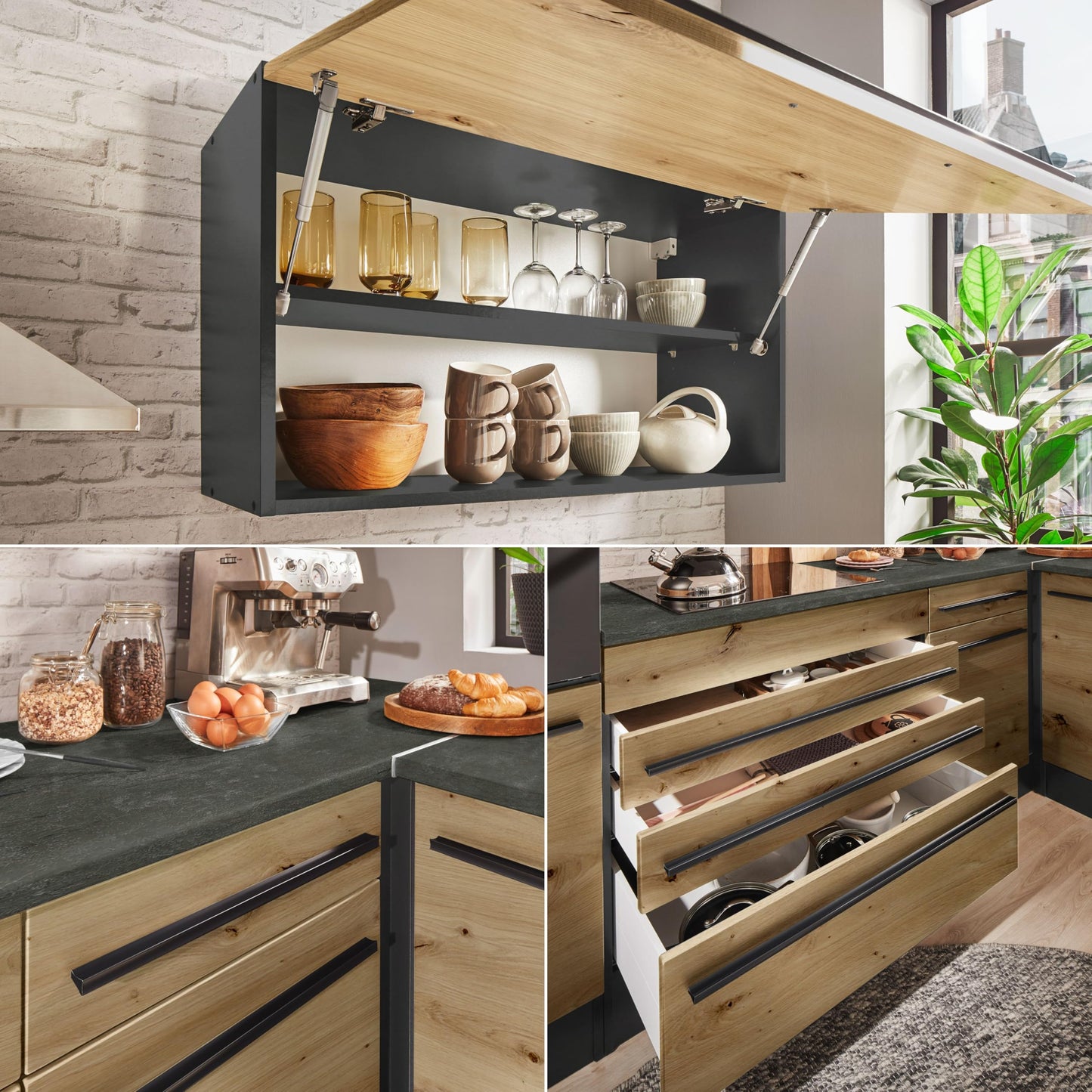 Jazz 4 Modern Corner Kitchen with Electrical Appliances in White High Gloss, Metallic Grey - Spacious Kitchen Unit in L-Shaped with Lots of Storage Space - 320 x 200 x 60 cm (W x H x D)