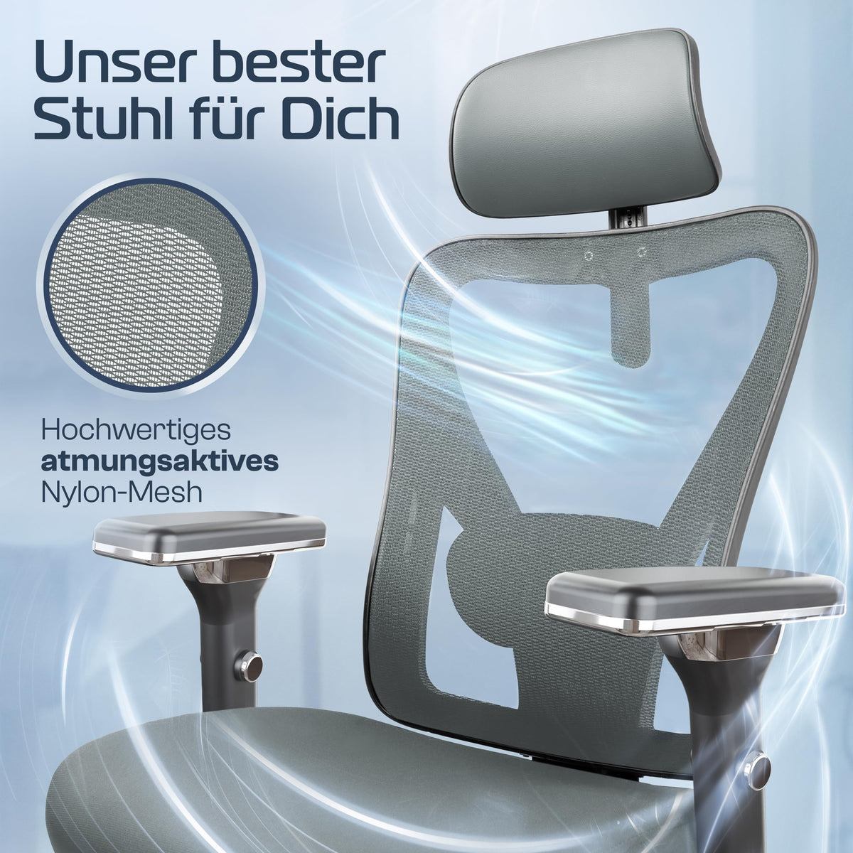 CLOUVOU BrightSeat Ergonomic Office Chair [Test Winner] Desk Chair 100% Individually Adjustable Office Chair & Gaming Chair Computer Chair Home Office Chair Ergonomic Swivel Chair 150 kg