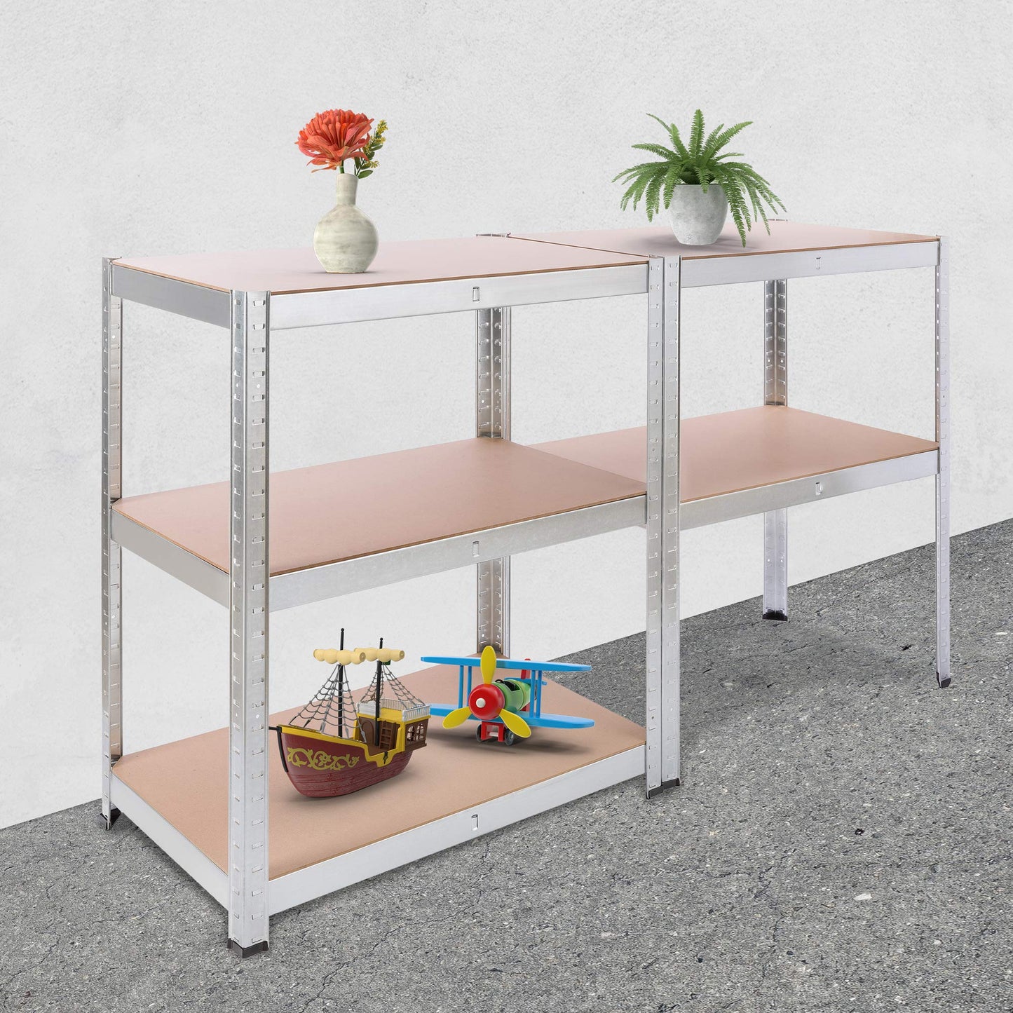 Arebos Heavy Duty Shelving Set of 2 | 180 x 75 x 45 cm | 875 kg Load Capacity | 5 MDF Panels | Easy to Assemble with Plug-In System Shelving Unit Storage Shelving Cellar Shelving Workshop Shelving