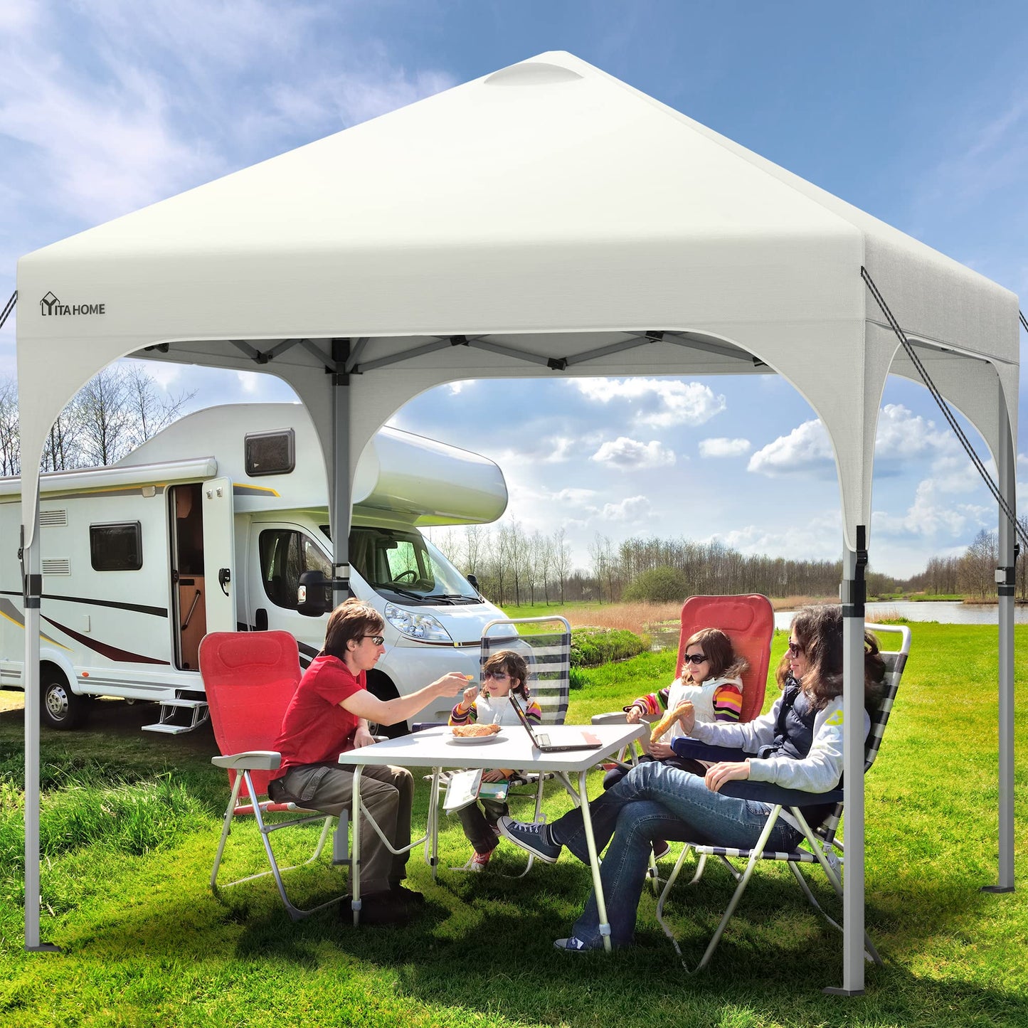 YITAHOME 3X3Meter wasserdichte Pavillon Faltpavillon, Faltbarer Stabil Pop up Pavillon Outdoor Anti-UV Gartenpavillon Höhenverstellbarfür Alle Jahreszeiten Für Märkte Pool Festival, Schwarz