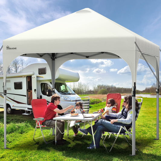 YITAHOME 3X3Meter wasserdichte Pavillon Faltpavillon, Faltbarer Stabil Pop up Pavillon Outdoor Anti-UV Gartenpavillon Höhenverstellbarfür Alle Jahreszeiten Für Märkte Pool Festival, Schwarz