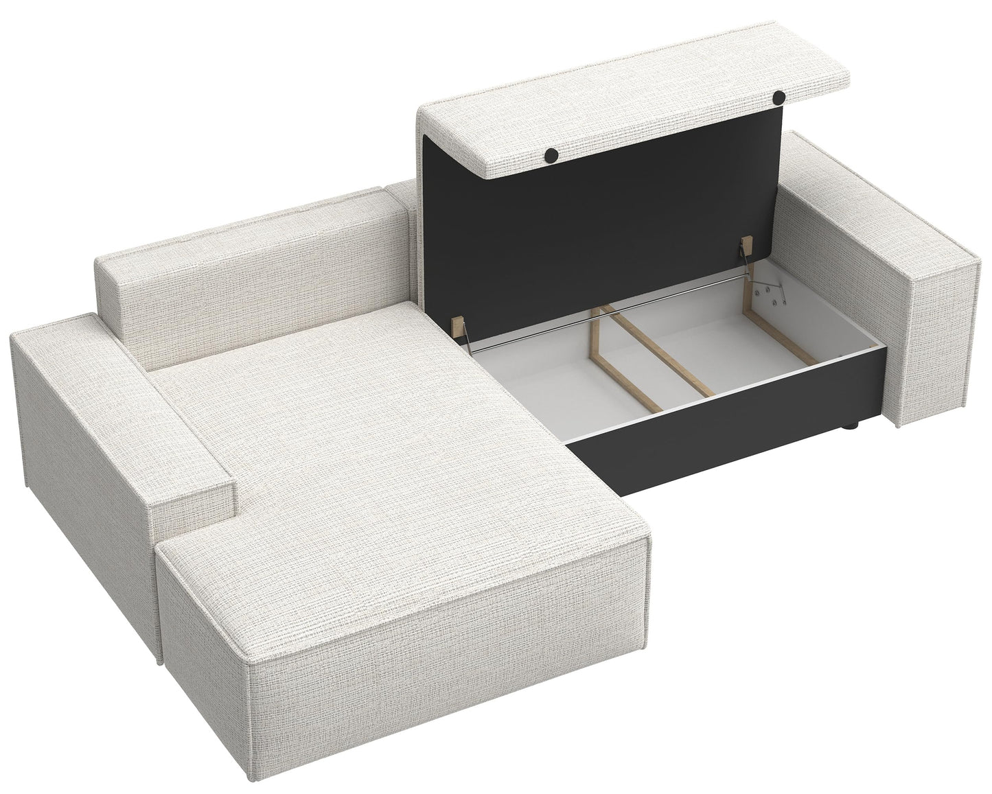 Selsey Sofa Corner Sofa Bed Couch with Storage Space Sleep Function Easy Care Polyurethane Foam L Shape Right Farese Beige Corduroy Look