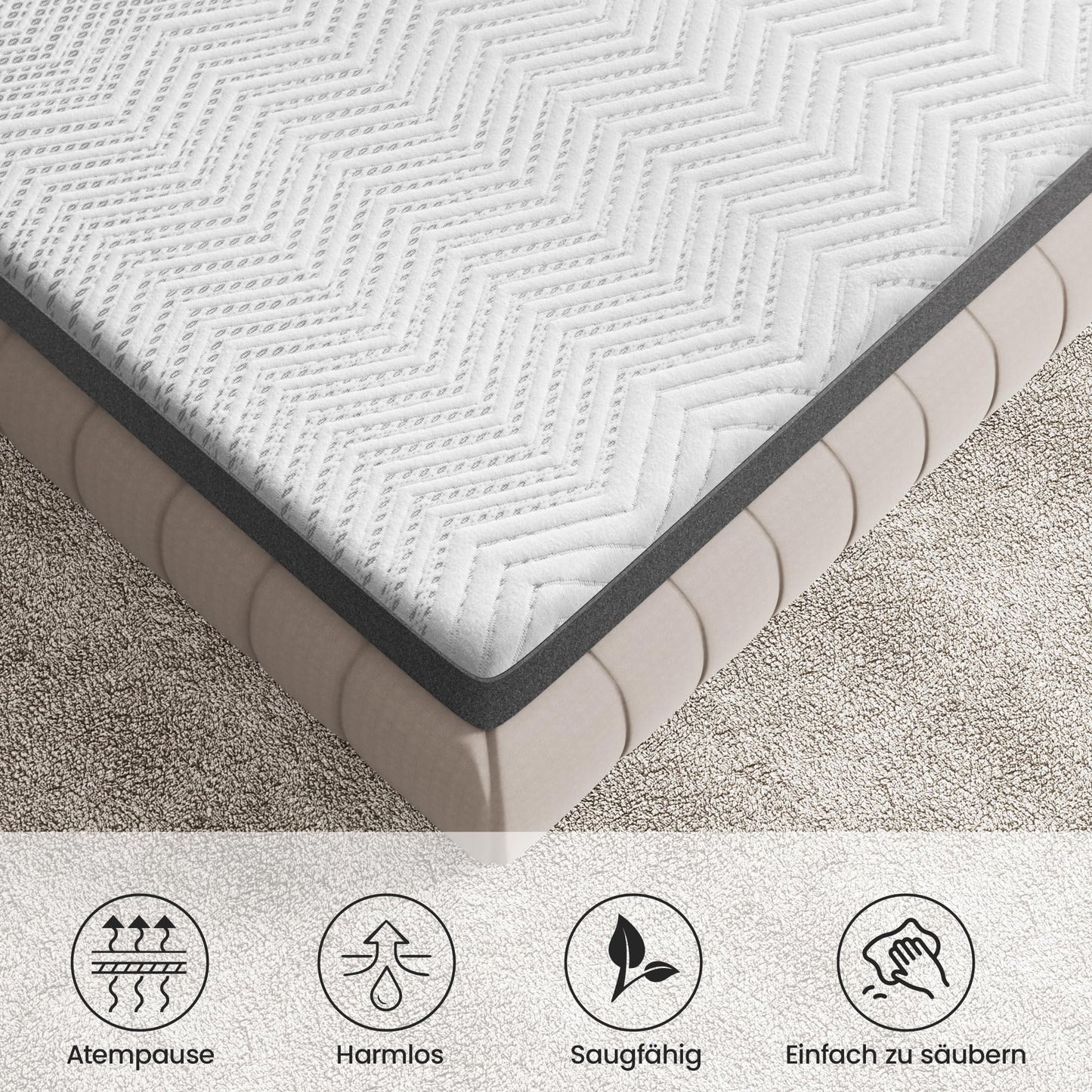 BedStory Mattress 180 x 200 cm Bamboo Charcoal Gel Foam, Height 18 cm, 7-Zone Memory Foam Mattress, Medium Hardness with Support, Removable and Washable Cover (180 x 200 x 18 cm)
