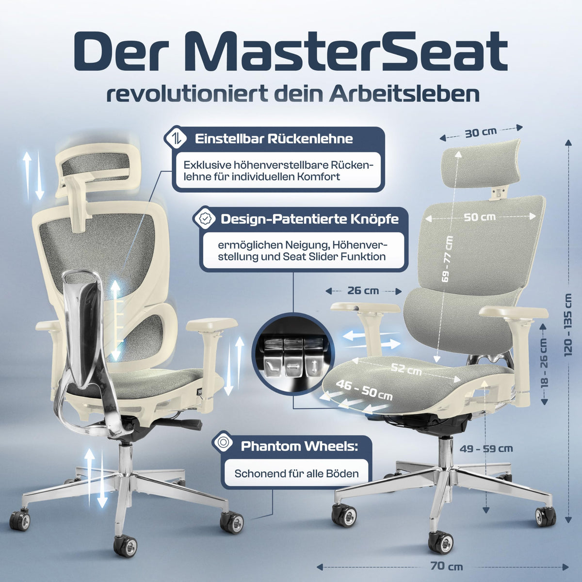 CLOUVOU BrightSeat Ergonomic Office Chair [Test Winner] Desk Chair 100% Individually Adjustable Office Chair & Gaming Chair Computer Chair Home Office Chair Ergonomic Swivel Chair 150 kg