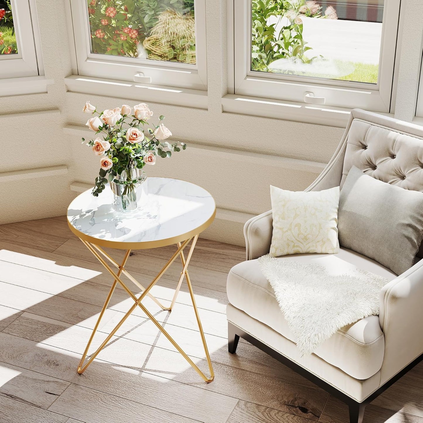 Coffee Table Side Table Round Black Green Living Room Table Sofa Table for Living Room Garden Balcony Bedroom Table Round Modern Plant Table Outdoor with Marble Pattern