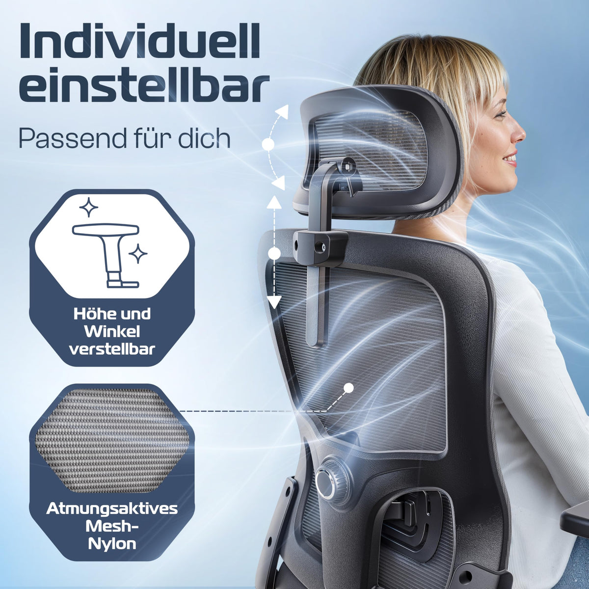 CLOUVOU BrightSeat Ergonomic Office Chair [Test Winner] Desk Chair 100% Individually Adjustable Office Chair & Gaming Chair Computer Chair Home Office Chair Ergonomic Swivel Chair 150 kg