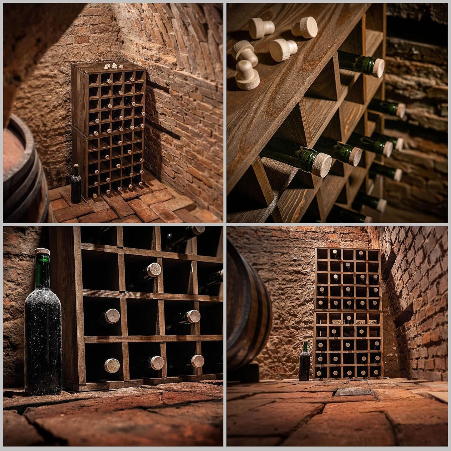 KADAX Wooden Wine Rack, 52 x 25.5 x 104 cm, Large Bottle Rack for Many Wine Bottles, Stackable Wine Stand, Shelf for Bottles, Rustic Wine Cabinet, Sturdy, Space-Saving, Made in EU