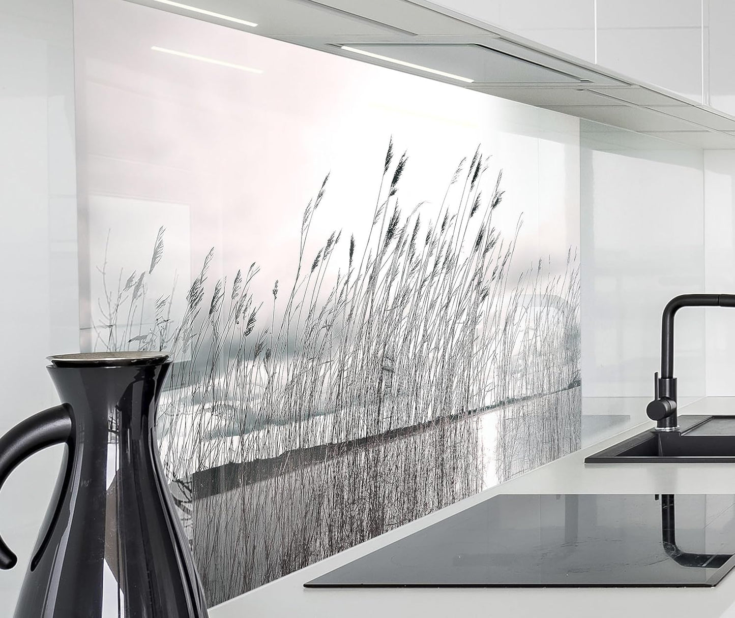 timalo Stove Splash Guard Wall Sink, Kitchen Back Wall Glass Look Acrylic Glass 2 mm Glass Back Wall Acrylic Glass Kitchen Panels Back Wall Protection Plate 60 x 40 cm Herbs Spices Text Guten Appetit