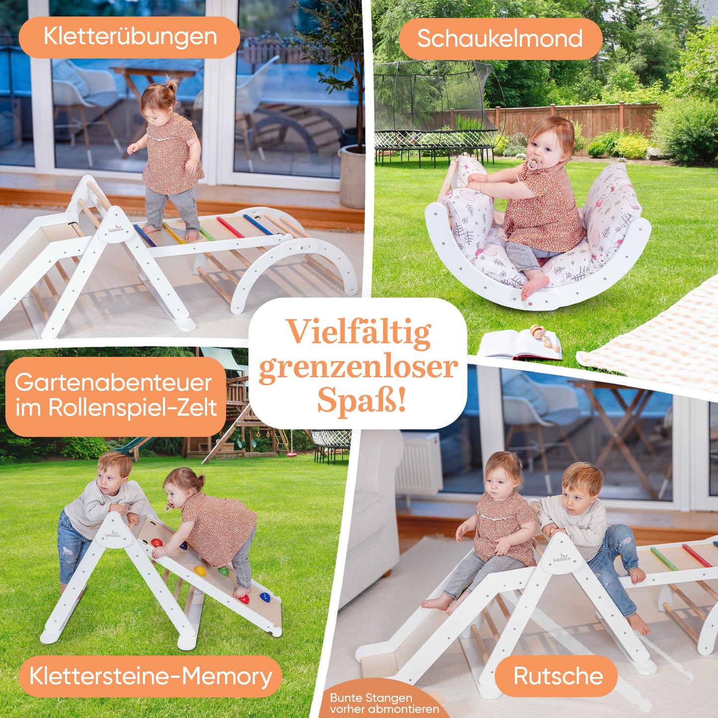 Lululearn® Climbing Triangle, Climbing Arch & Ramp [Foldable] Ideal for Indoor & Garden - Climbing Frame from 1 Year, Montessori Toy for Active Learning - Discover Now! (White)