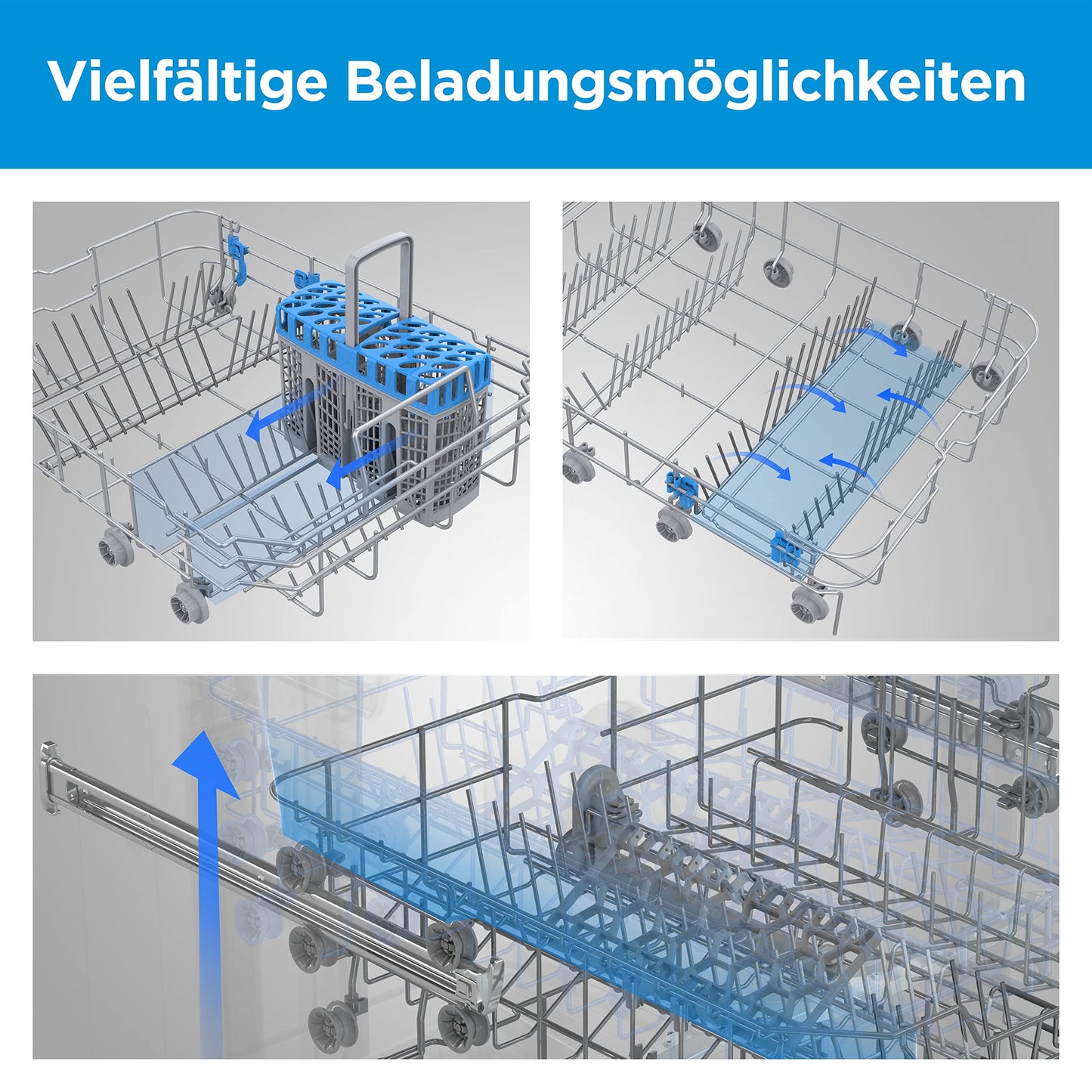 Midea SU 5.35X14CS Dishwasher Base, 14 MGD, Dishwasher 60 cm, Home Connect, Hygiene Care+, Machine Care +, Extra Drying, Half Load, 44 db, Start Delay, Stainless Steel
