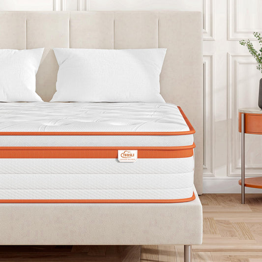 TeQsli Gel Spring Mattress 180 x 200 cm 25 cm Height, Gel Memory Foam & Individual Pocket Springs, Ergonomic 7-Zone Mattress to Relieve Pressure & Back Pain, H3 H4, Oeko-Tex & CertiPUR