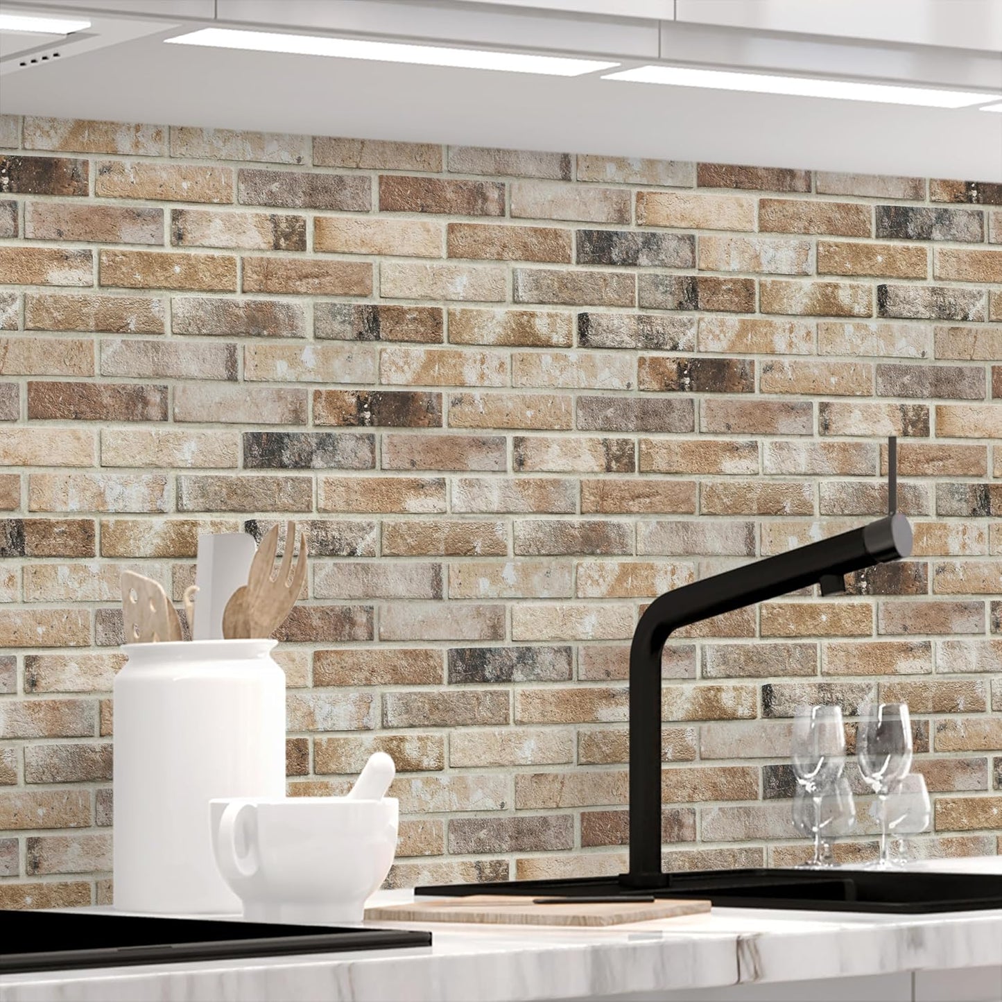 StickerProfis Kitchen Backsplash, Self-Adhesive, 1.5 mm, Stiffened, for All Surfaces, Hard PET (polyethylene terephthalate) Material