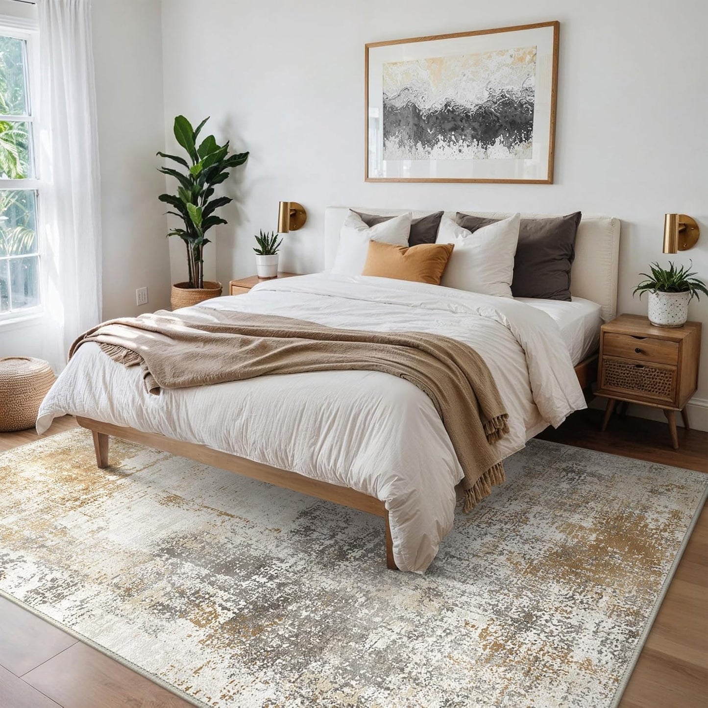 BEIMO Waschbarer Teppich Wohnzimmer, Abstrakt Design Teppich Schlafzimmer Kurzflor, Groß Teppiche rutschfest Weiche für Badezimmer Esszimmer Flur, 120x170cm