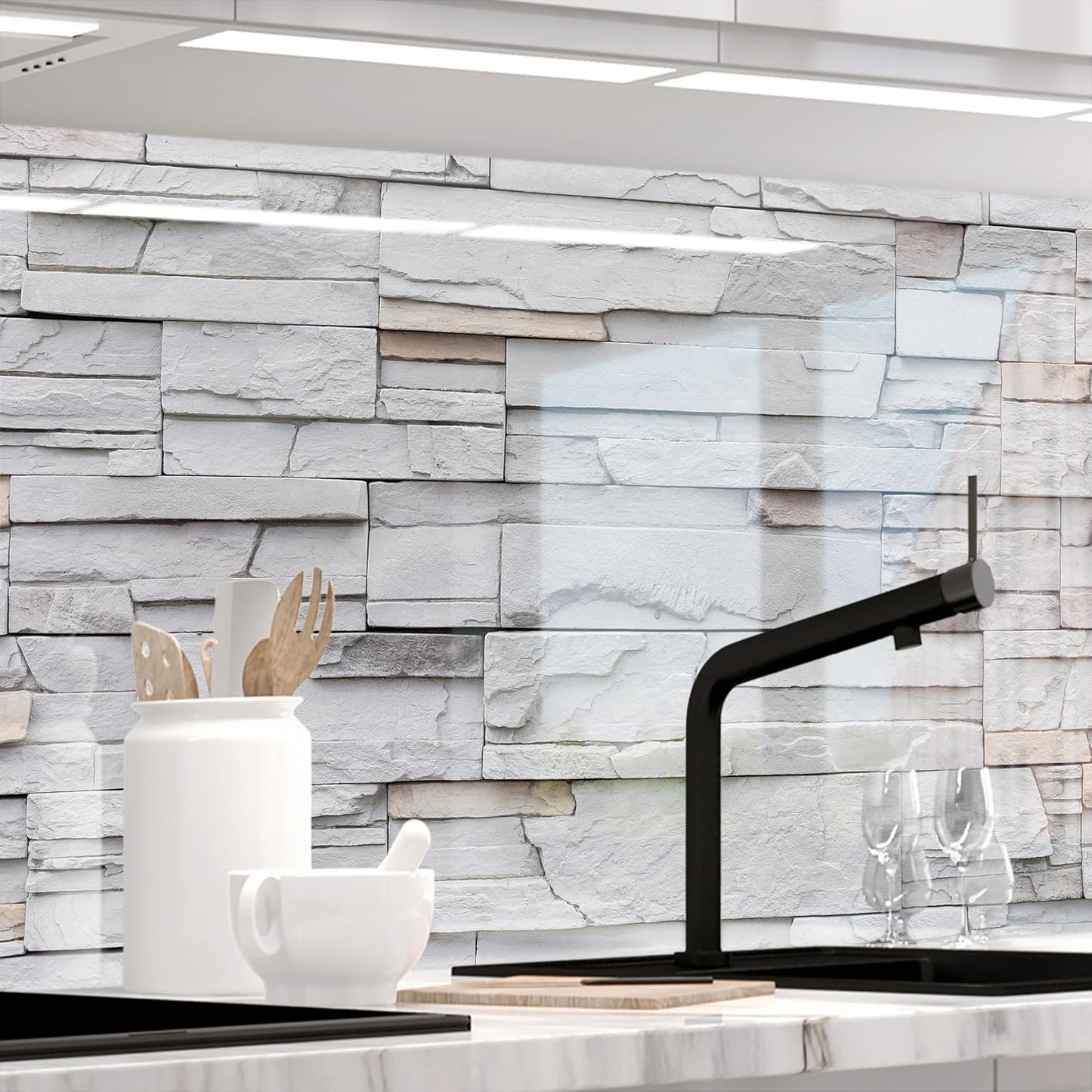 Stickerprofis Kitchen Splashback, Matte, Self-Adhesive, Pure White, 1.8 mm, Hard Plastic, for All Surfaces, Splash Guard, Premium, 60 x 280 cm