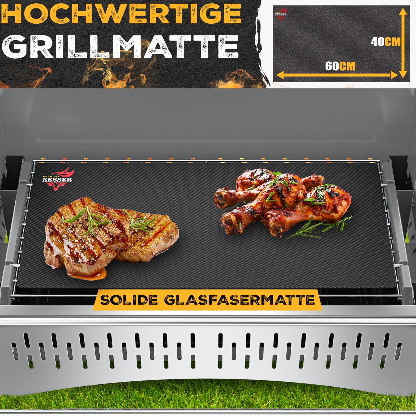 KESSER® Folding Barbecue Portable Camping Grill with Frame, Charcoal Grill Made of Powder-Coated Steel Including Grill Grate, Grill Mat & Carry Bag, Foldable BBQ Ideal for Camping, Picnic & Fishing