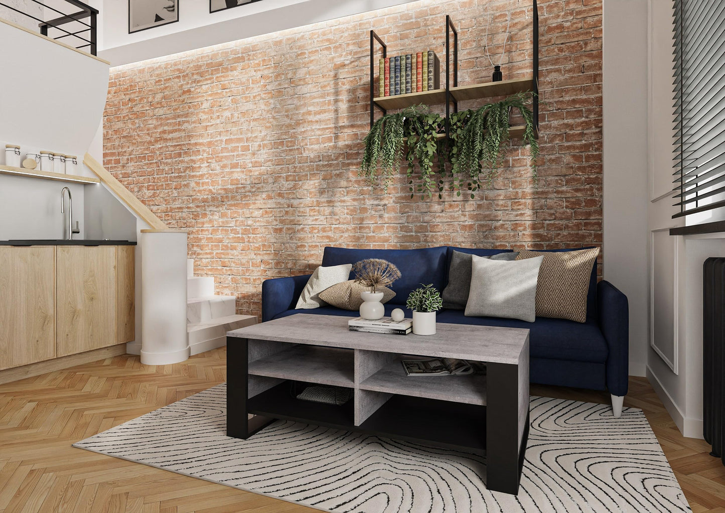 Meble Pitus Coffee Table - Living Room Table Modern - Coffee Table with Storage Space 90 x 50 x 50 cm - Table for Living Room - White