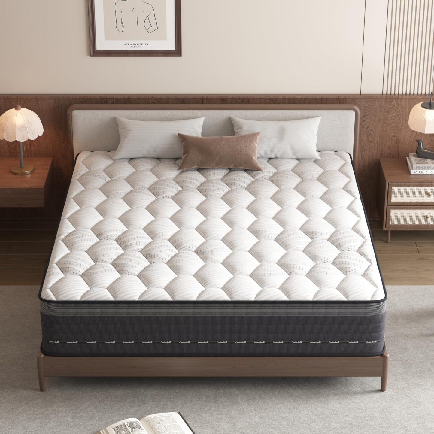 MRH Super King 180 x 200 cm White Mattress Memory Foam Hybrid Mattress Medium Hard Breathable Pressure Relieving Single Pocket Springs for Children and Adults (Super King Mattress)