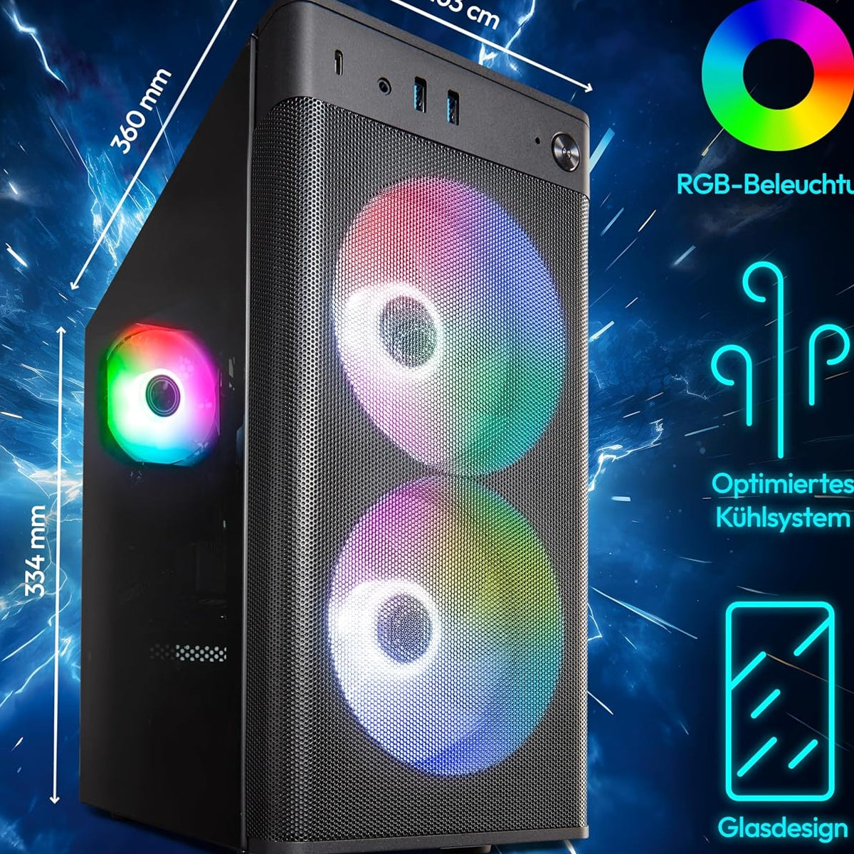 ERAZER Recon E45 Gaming PC (Ryzen 5 5500F, 16GB DDR4 RAM, 1TB SSD, Geforce RTX 3050 8GB GDDR6, Windows 11 Home)