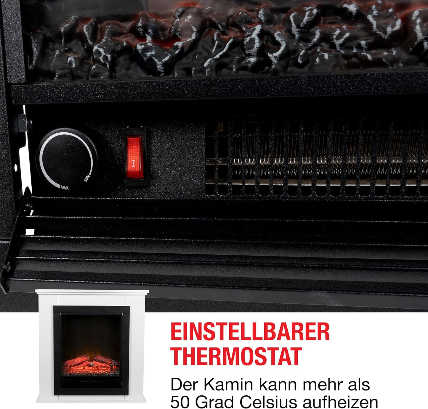 54211 Chicago Heater LED Electrical fireplace 1800 W - 67 x 23 x 62 cm - Black