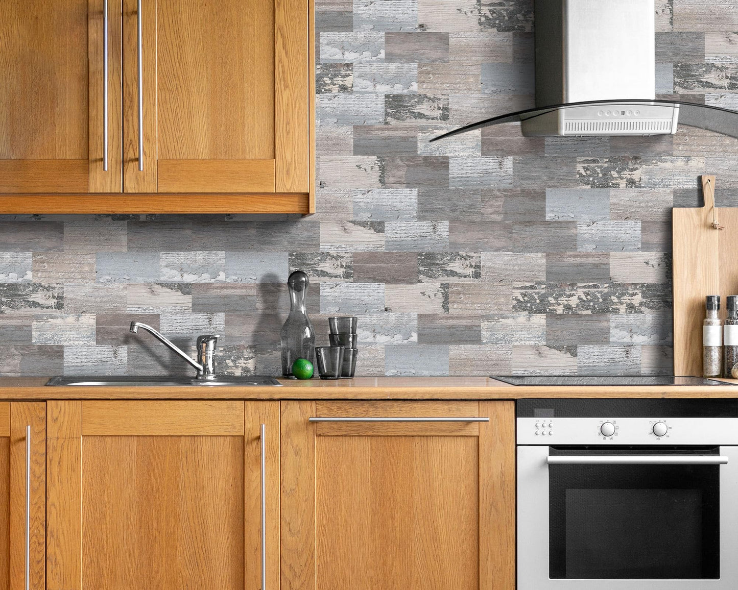 DEWOO Pack of 20 Wall Tiles, Wall Panels, Metro Tiles, Kitchen Splashback, Wall Plate, Self-Adhesive Tiles, Grey, Kitchen, Bathroom, (34 x 29 cm)