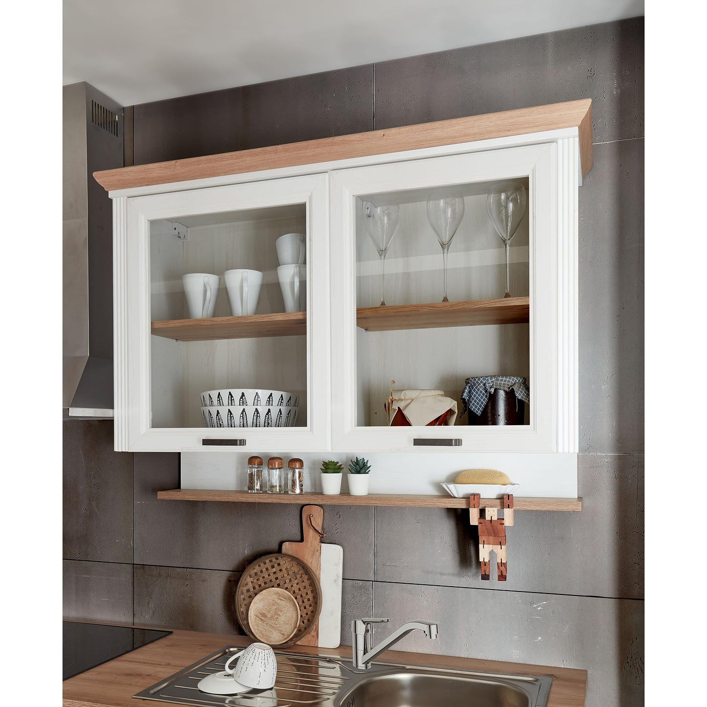 Jasmin Modern Kitchen Unit without Electrical Appliances in Light Pine Artisan Oak Look - Spacious Fitted Kitchen in Country House Style - 344 x 228 x 60 cm (W x H x D)
