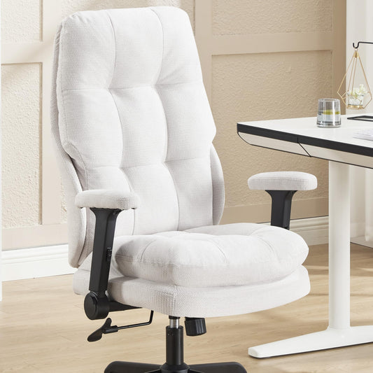 Fizzin Ergonomic Office Chair Office Executive Chair with High Back and Double Cushion Armrests, Reversible, Height-Adjustable Computer Chair (Beige)