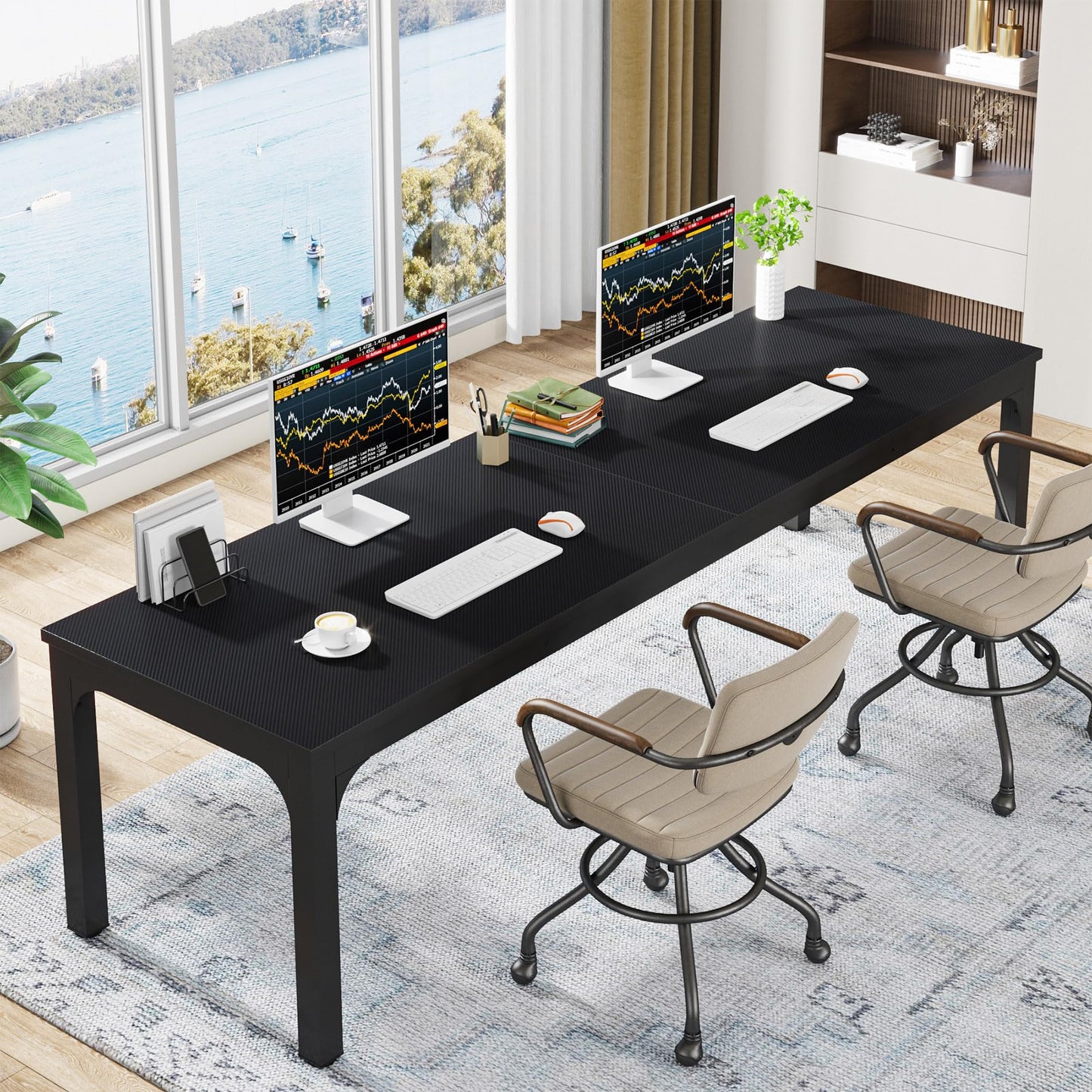 Tribesigns Desk, Computer Desk, 200 x 70 x 75 cm, Double Long Desk, PC Table, Office Table, Work Table, Dining Table, Office Furniture, Computer Desk, Conference Table for Home Office, Rustic Brown
