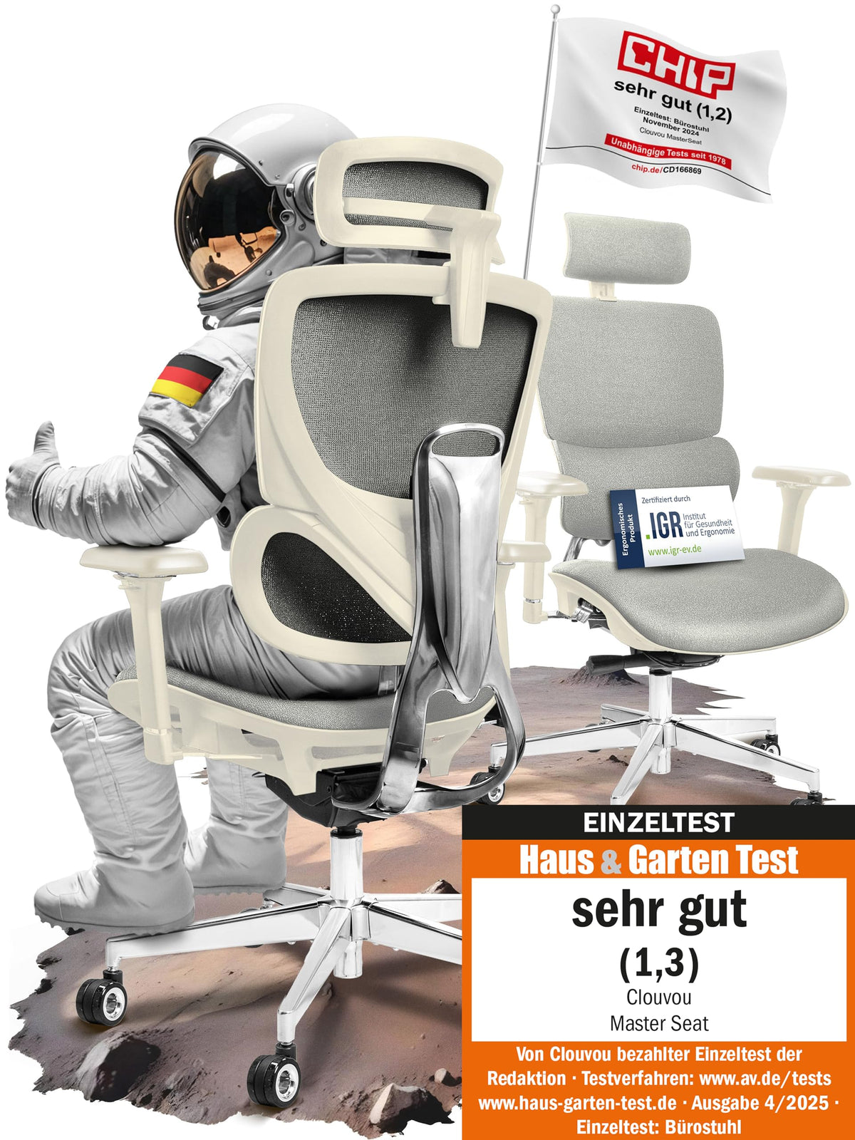 CLOUVOU BrightSeat Ergonomic Office Chair [Test Winner] Desk Chair 100% Individually Adjustable Office Chair & Gaming Chair Computer Chair Home Office Chair Ergonomic Swivel Chair 150 kg