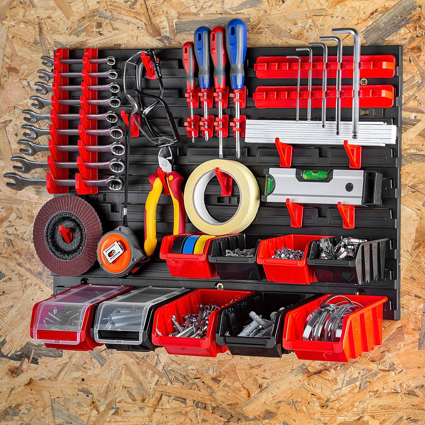 KADAX Tool Wall, Storage System Made of PP Plastic, Wall Shelf in Various Sizes, Workshop Wall Shelf with Viewing Storage Boxes and Tool Holders (116 x 78 cm)