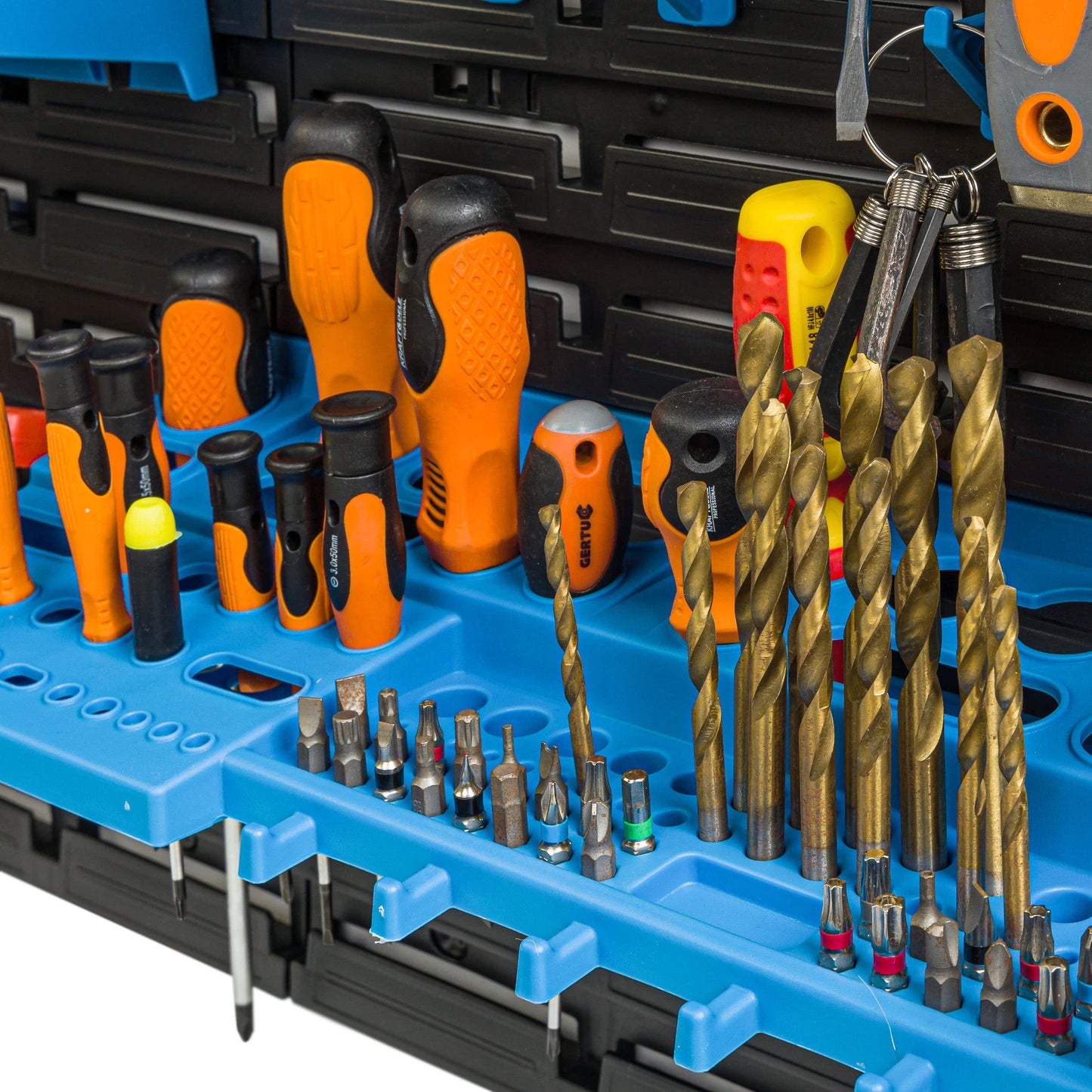 Storage System Wall Shelf 230 x 78 cm, Tool Holders, 46 Pieces Stacking Boxes, Storage Shelves, Storage Boxes, Extra-Strong Wall Shelves, Expandable Workshop Shelving, Workshop Shelves