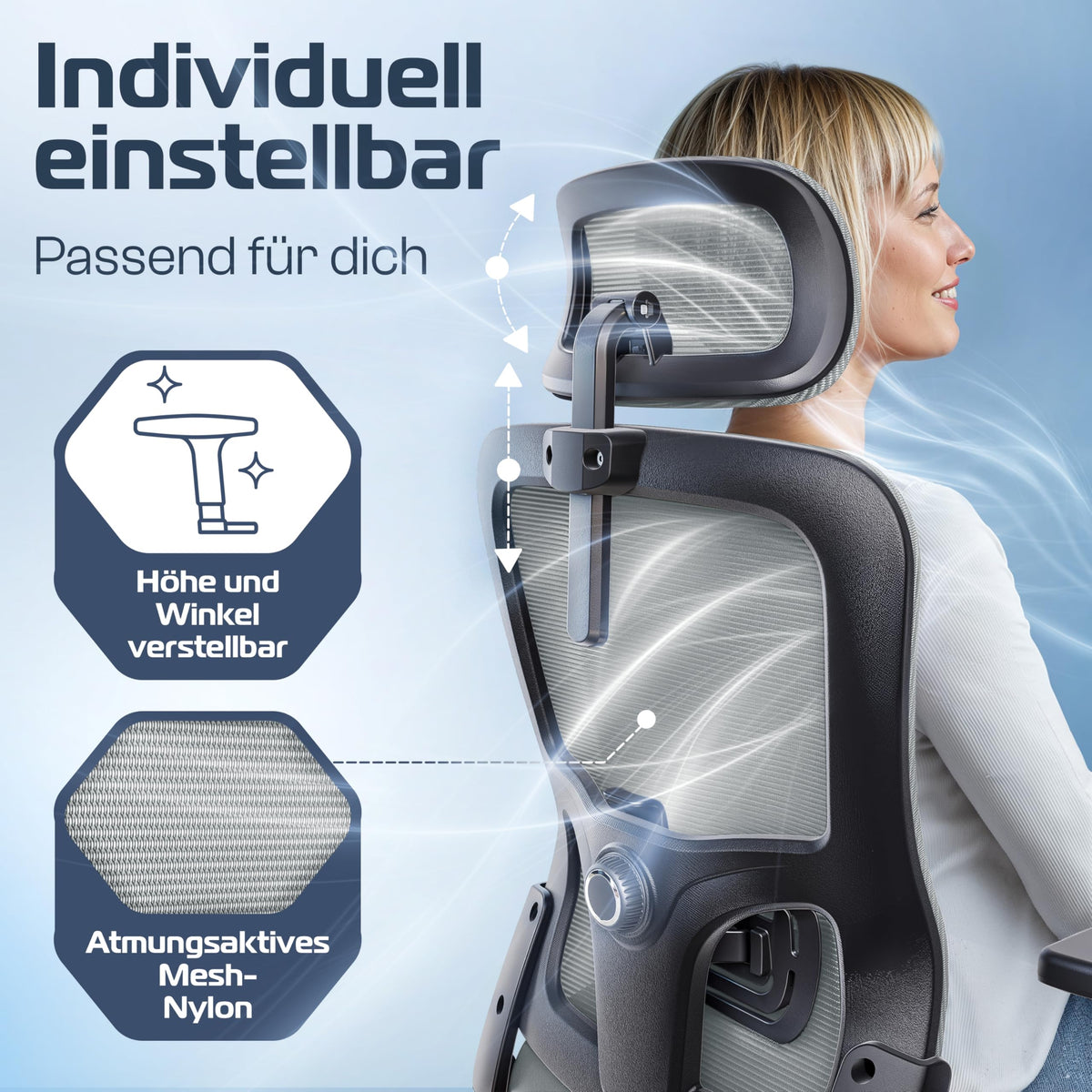 CLOUVOU BrightSeat Ergonomic Office Chair [Test Winner] Desk Chair 100% Individually Adjustable Office Chair & Gaming Chair Computer Chair Home Office Chair Ergonomic Swivel Chair 150 kg
