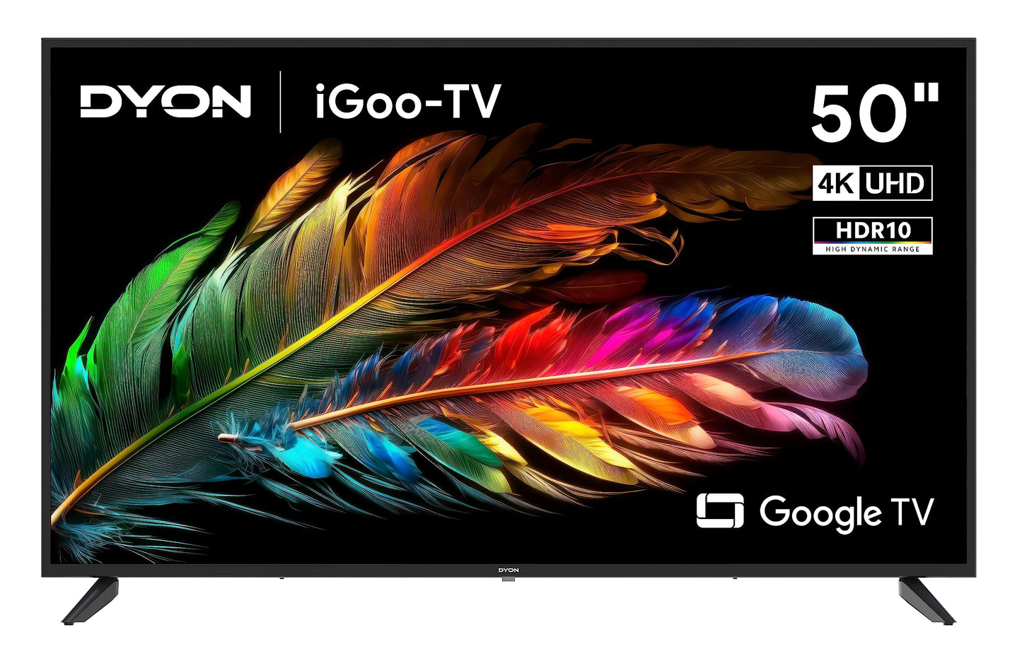 DYON iGoo-TV 50U-2 - 50 Inch (126 cm) 4K Ultra HD Smart TV with Google TV, HDR10, Triple Tuner (DVB-S2/C/T2), WiFi, Bluetooth, Google Assistant, Netflix, Prime Video, [2025 Model]