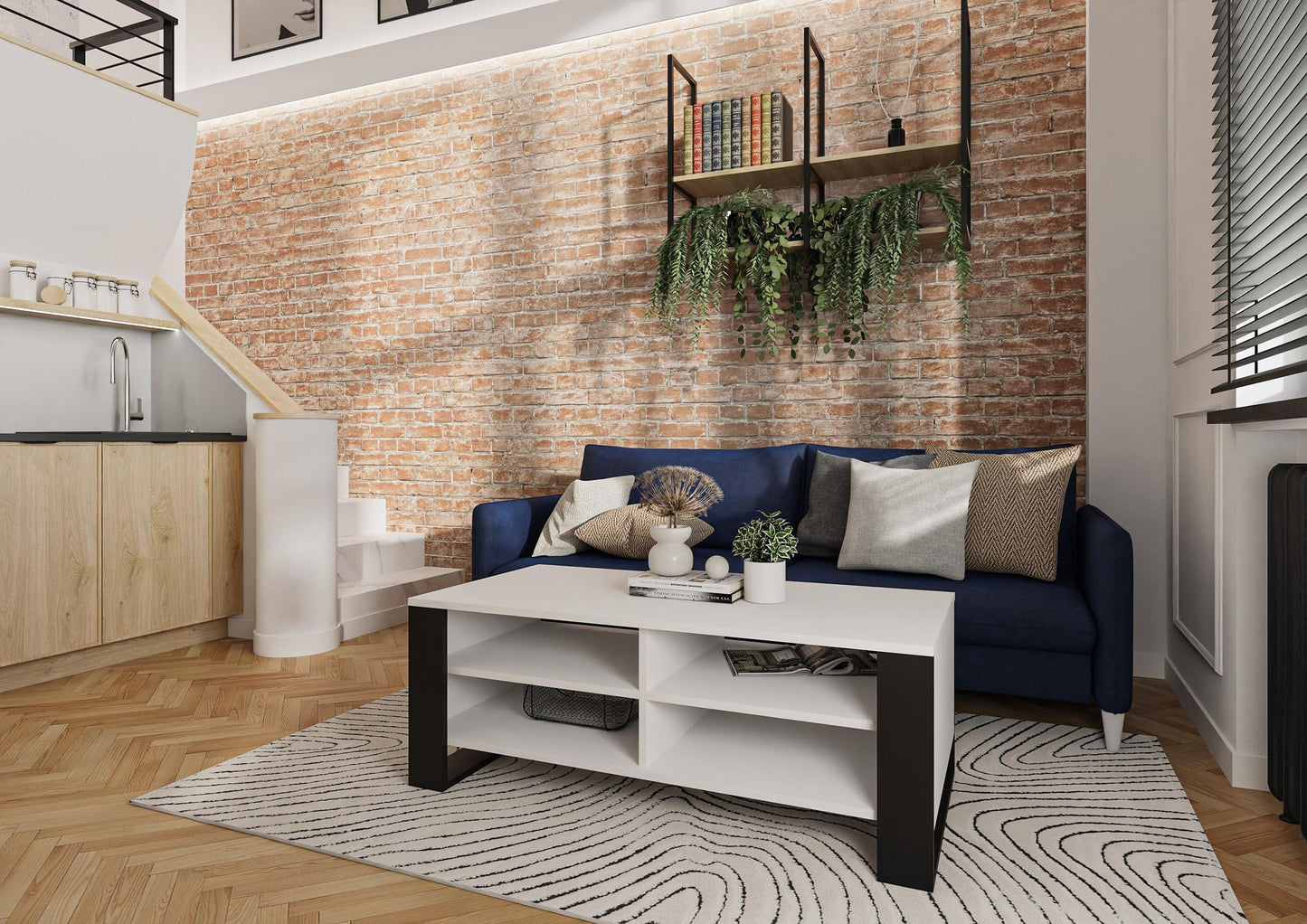 Meble Pitus Coffee Table - Living Room Table Modern - Coffee Table with Storage Space 90 x 50 x 50 cm - Table for Living Room - White