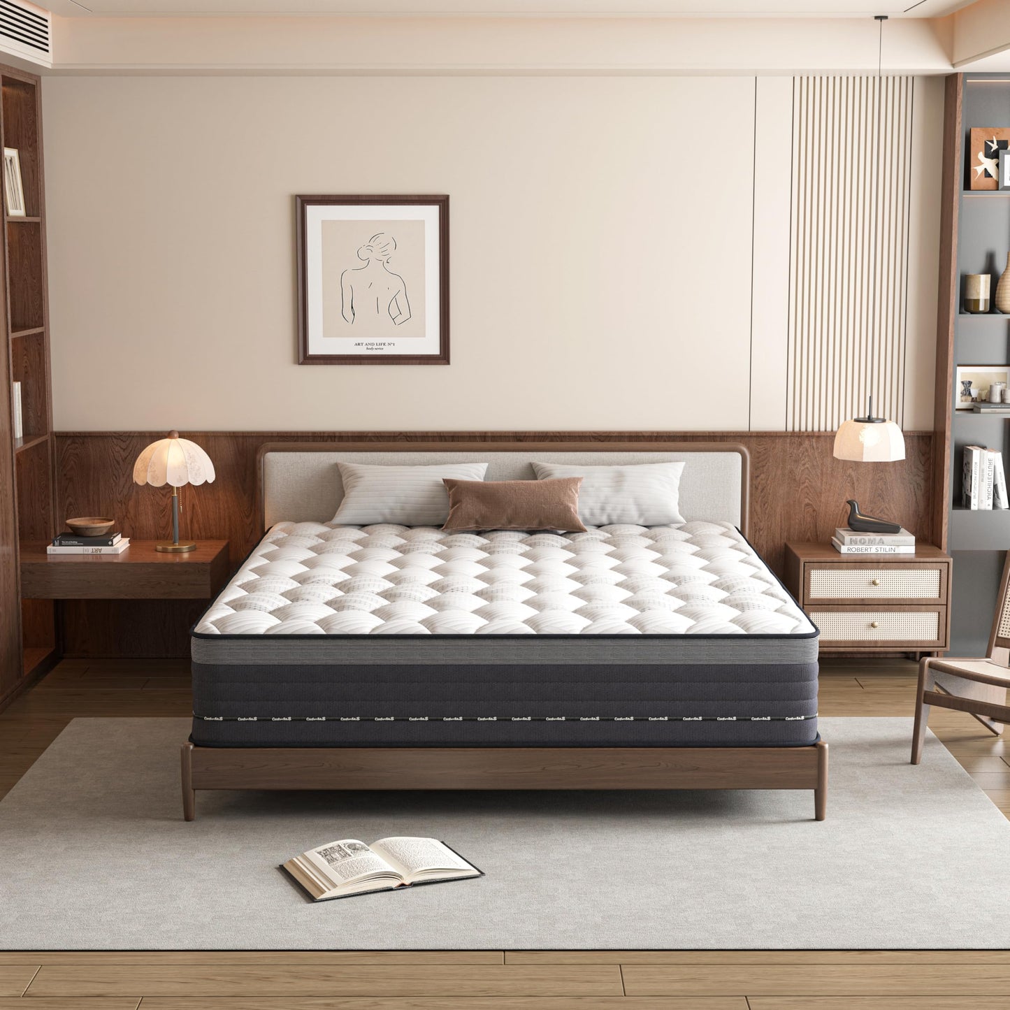 MRH Super King 180 x 200 cm White Mattress Memory Foam Hybrid Mattress Medium Hard Breathable Pressure Relieving Single Pocket Springs for Children and Adults (Super King Mattress)