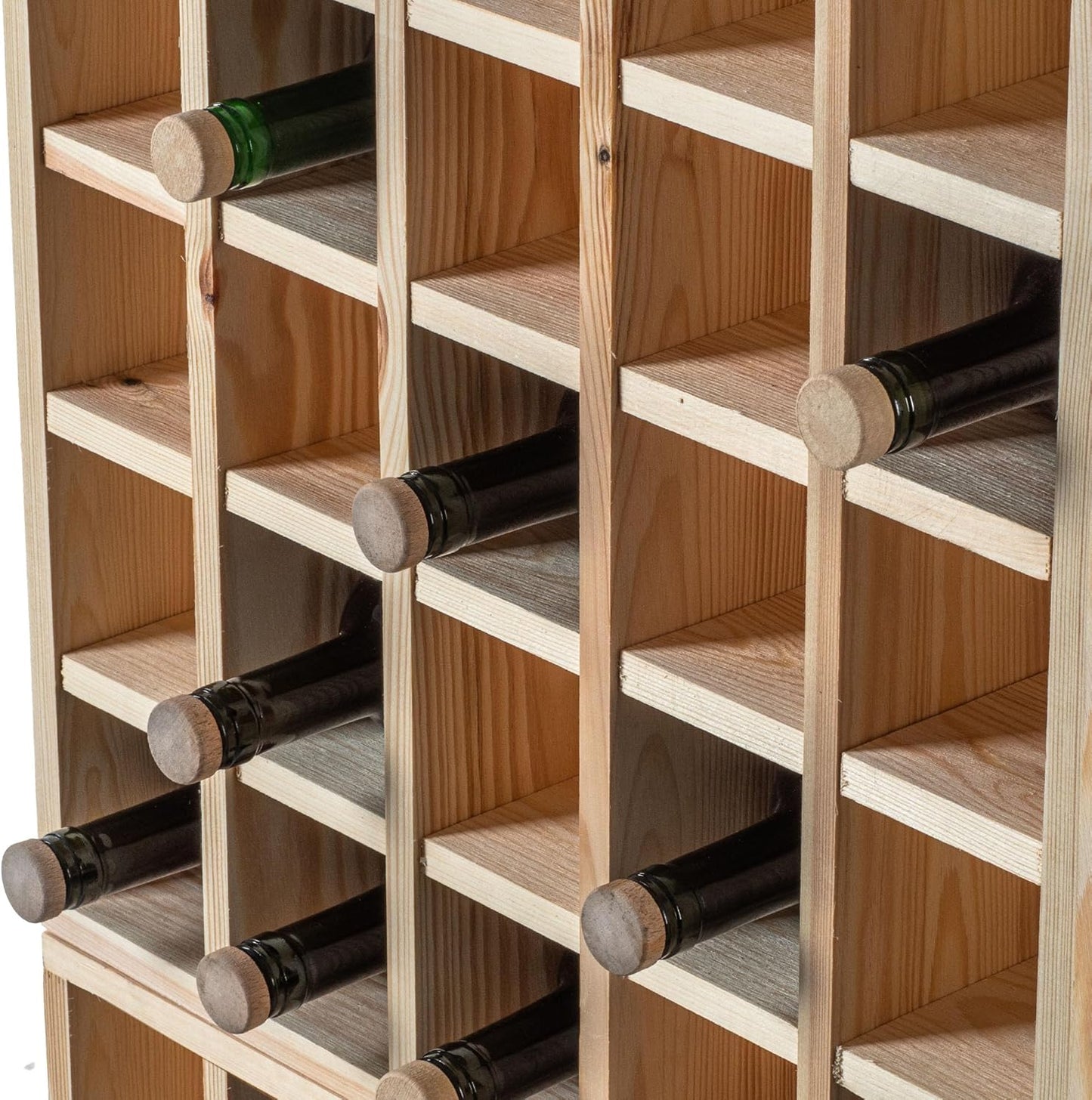 KADAX Wooden Wine Rack, 52 x 25.5 x 104 cm, Large Bottle Rack for Many Wine Bottles, Stackable Wine Stand, Shelf for Bottles, Rustic Wine Cabinet, Sturdy, Space-Saving, Made in EU