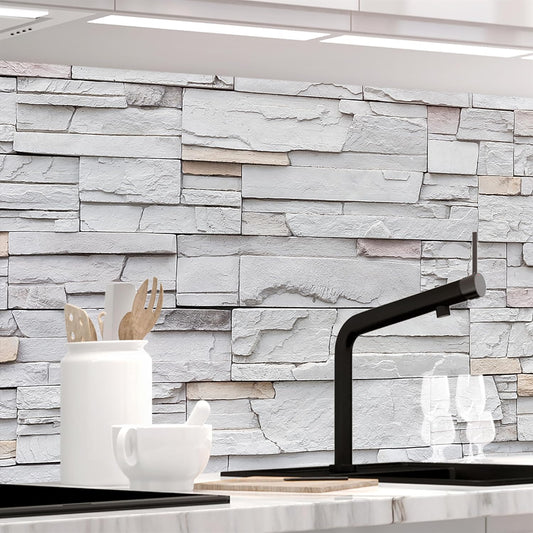 StickerProfis Küchenrückwand selbstklebend Matt-Optik - STEINWAND Ashlar - 1.8mm, Versteift, alle Untergründe, Hart PET Material, Premium 60 x 80cm