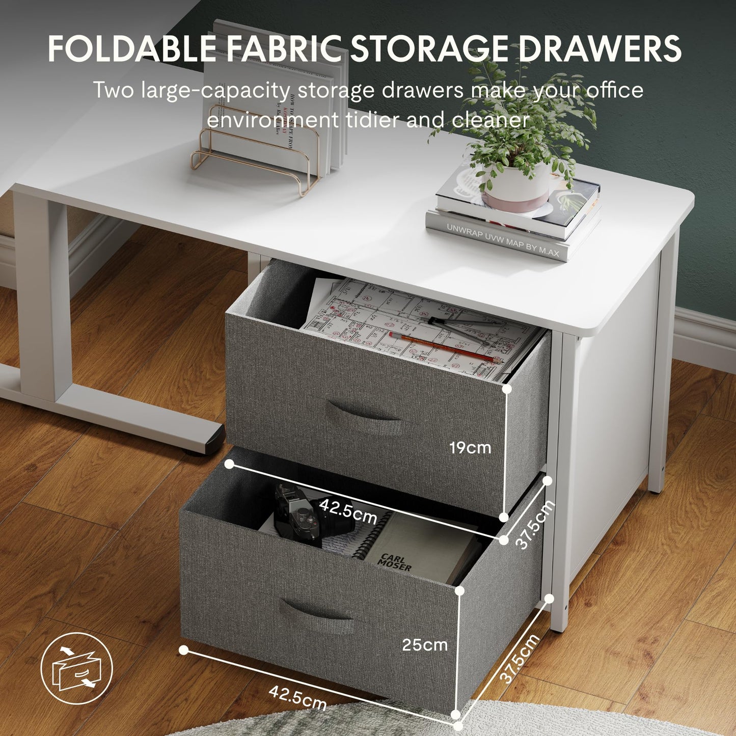 FLEXISPOT Height-Adjustable Desk, Electrically Height-Adjustable, L-Shaped with Drawers and Reversible Storage Space, Ergonomic Standing Seat Table, 160 x 70 cm, White