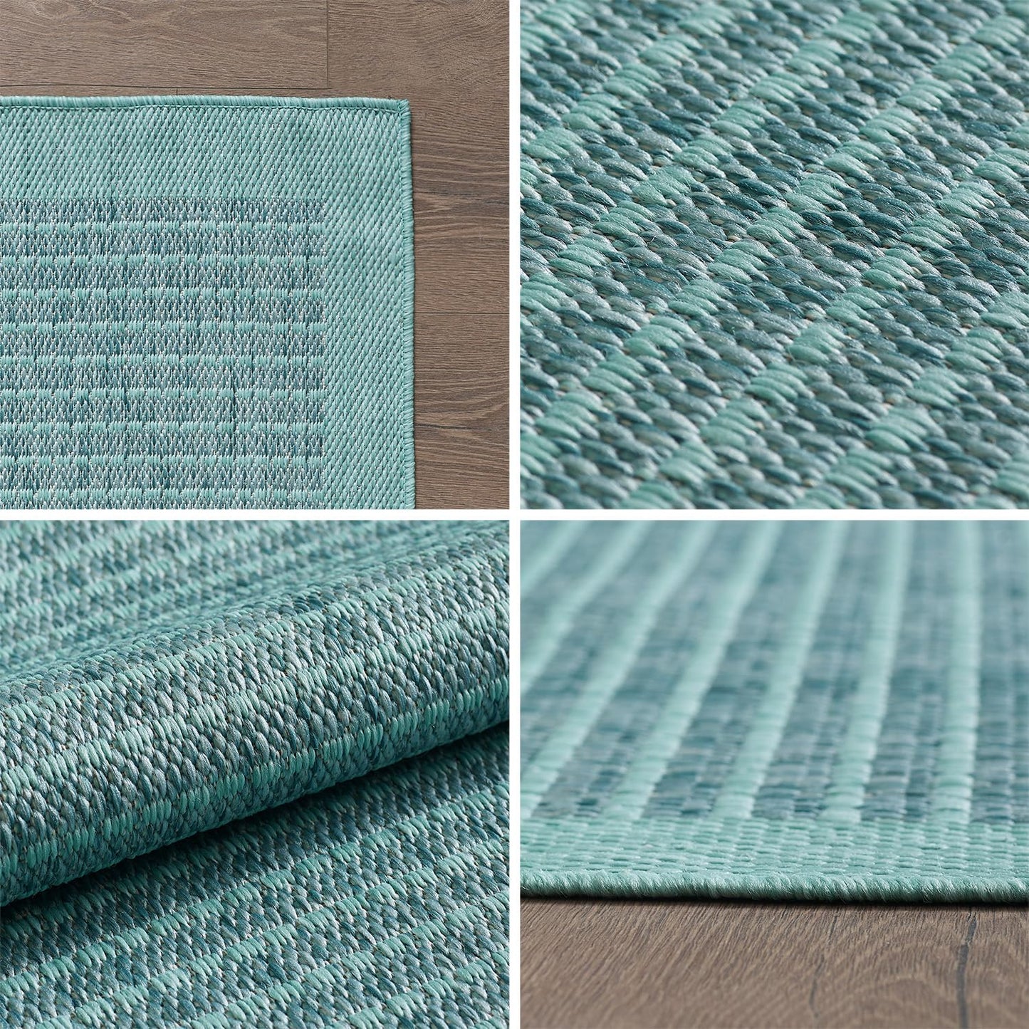 SIMPEX Outdoor Weatherproof Rug for Patio, Balcony, Garden, Kitchen, Plain Design, Flat Weave, Sisal Look, Washable Rug, Size: 140 x 200 cm, Colour: Beige