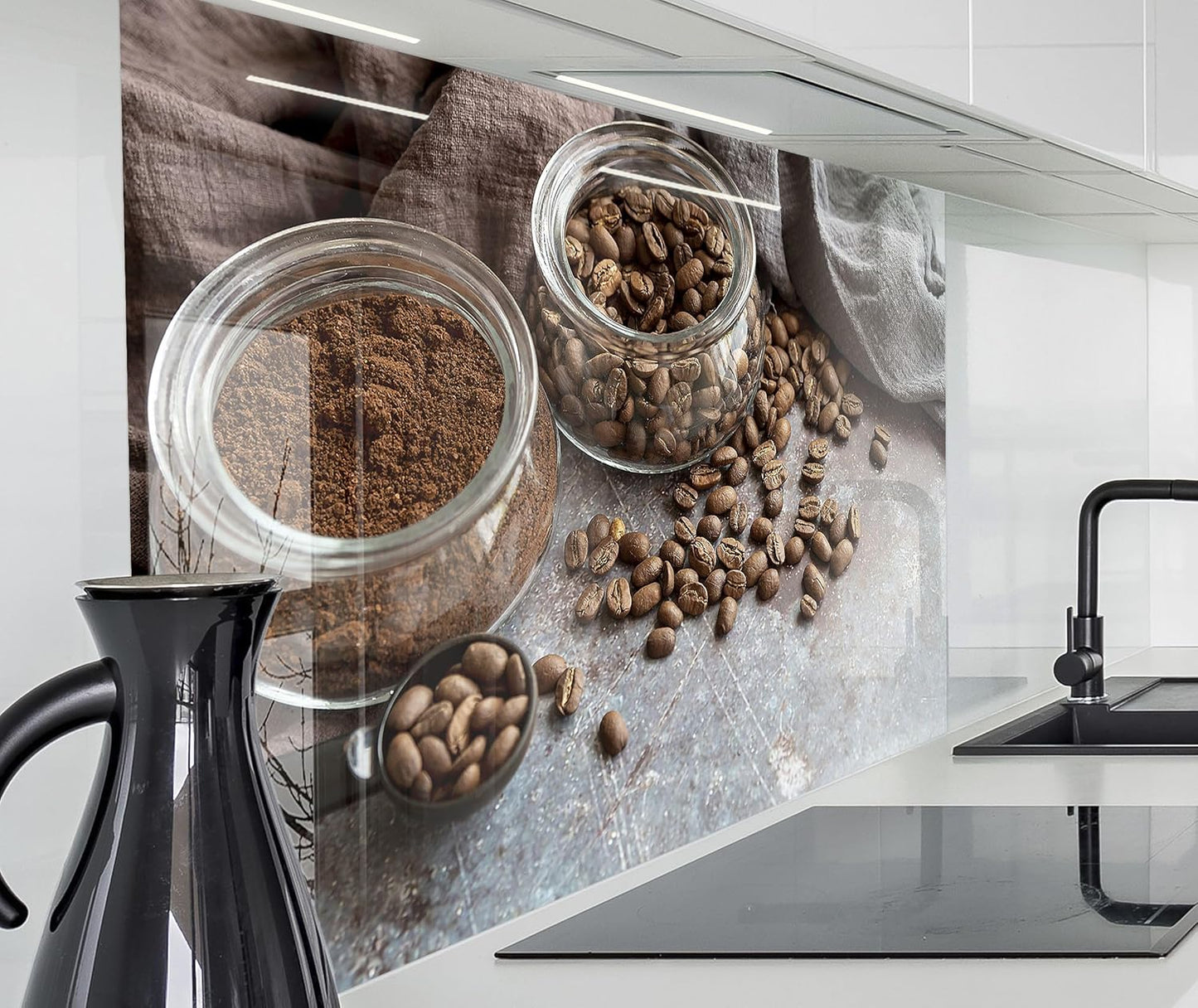 timalo Stove Splash Guard Wall Sink, Kitchen Back Wall Glass Look Acrylic Glass 2 mm Glass Back Wall Acrylic Glass Kitchen Panels Back Wall Protection Plate 60 x 40 cm Herbs Spices Text Guten Appetit