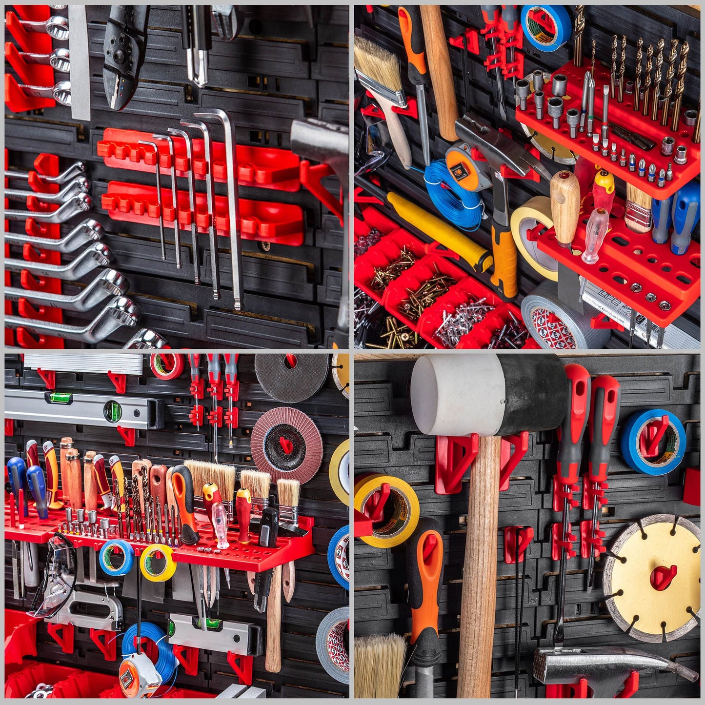 KADAX Workshop Wall Shelf, 58 x 78 cm Storage System Made of Robust Plastic, UV-Resistant Workshop Shelf, Expandable Wall Plates, Shed Rack for Garage (Black, 50 Pieces v2)