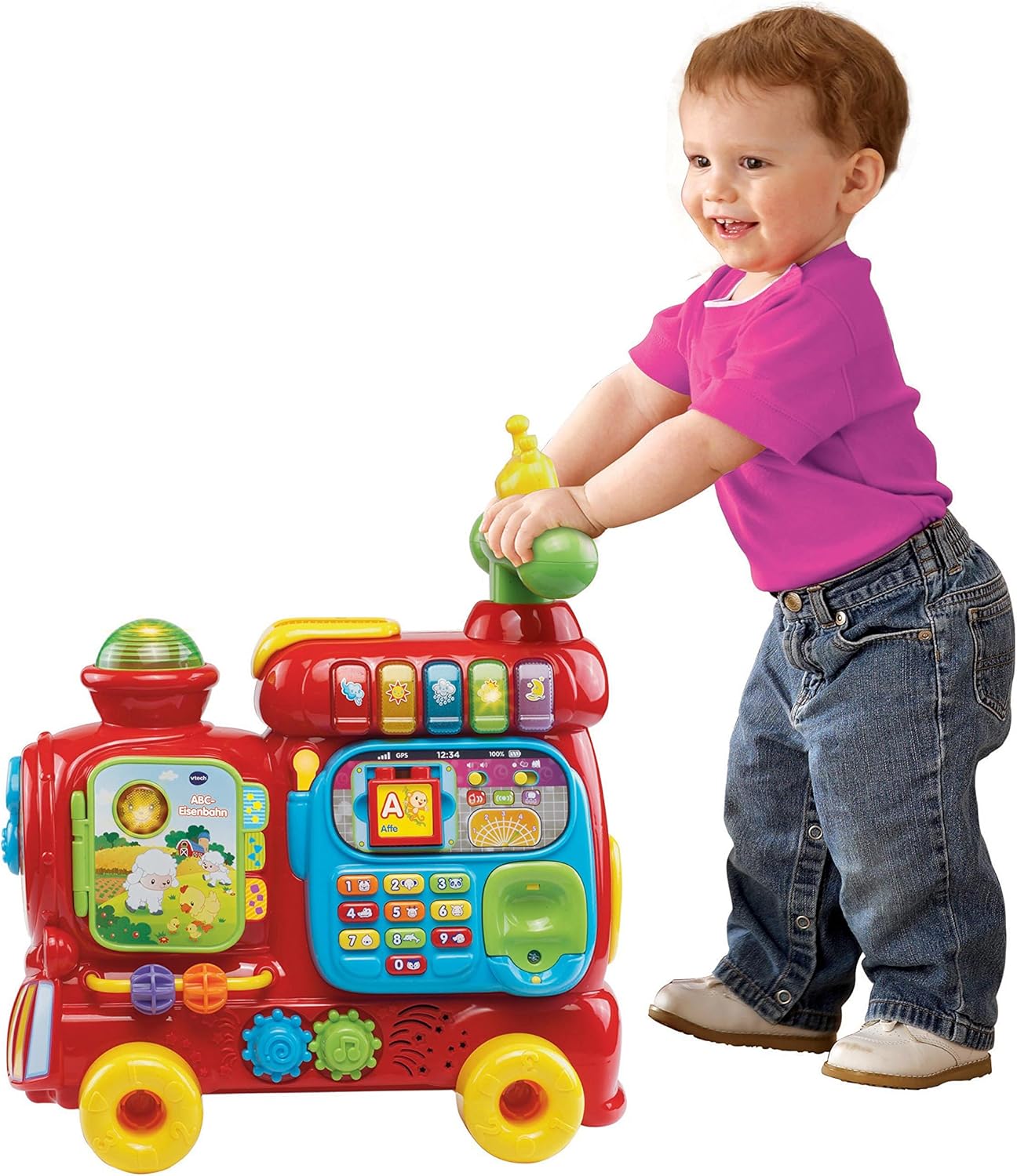 VTech Baby ABC Railway - Ride-on Vehicle, Pull or Walker and Play Board with Numbers, Letters, Colours, Animals and Music - For Children Aged 12-36 Months