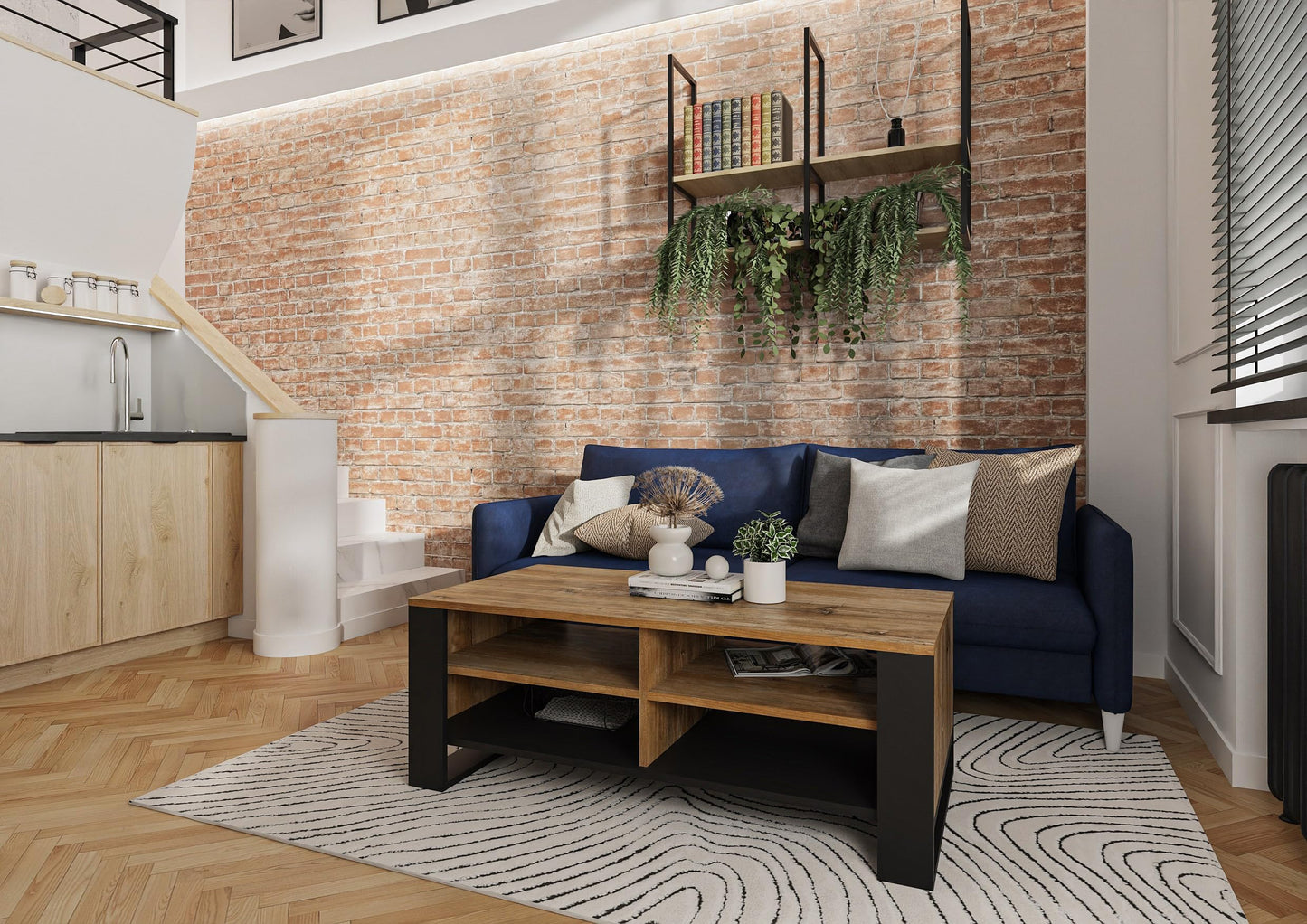 Meble Pitus Coffee Table - Living Room Table Modern - Coffee Table with Storage Space 90 x 50 x 50 cm - Table for Living Room - White