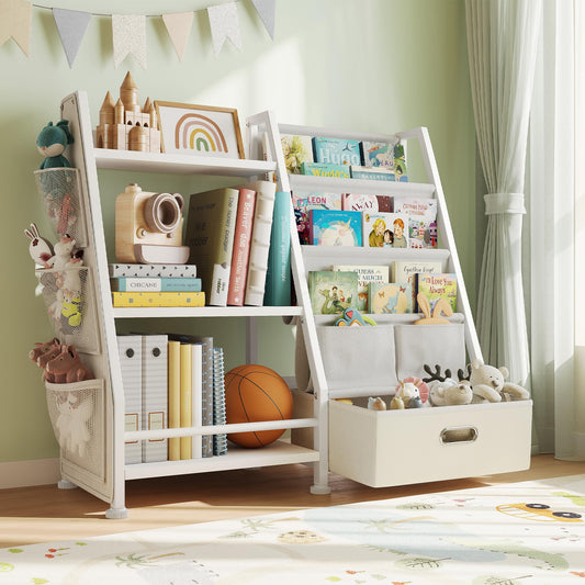 Children's Bookcase Children's Room Toy Shelves: Open Storage Shelf with 6 Compartments - Toddler Display Books Furniture, Nursery, Playroom