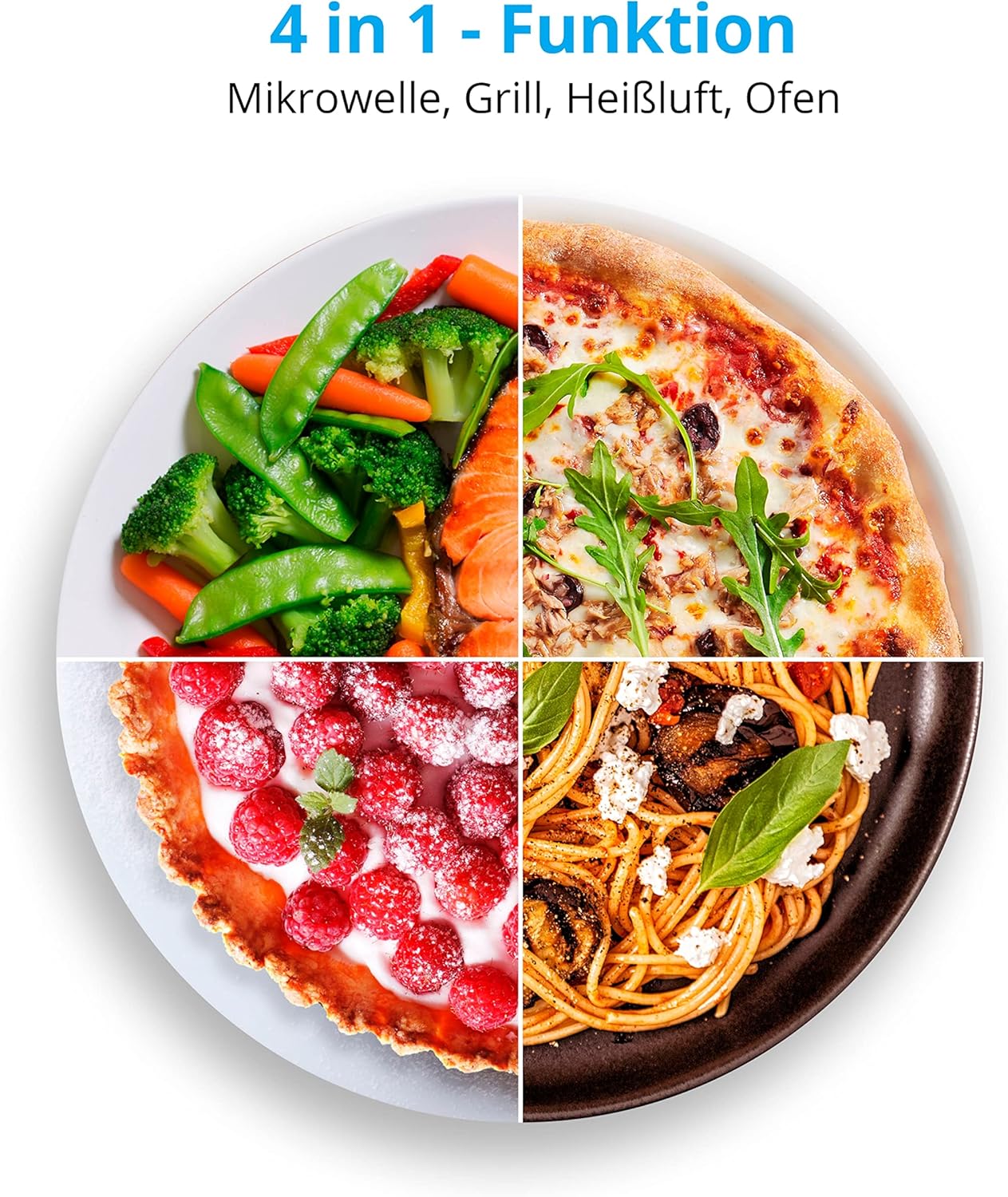 Medion MD 15501 4 in 1 Microwave with Grill / 25 Litres / 900 Watt / 1100 Watt Grill / 2500 Watt Hot Air / 10 Automatic Programs / Silver