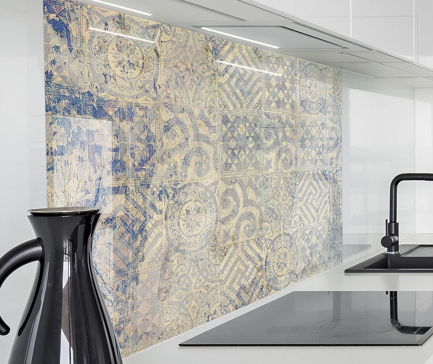 timalo Stove Splash Guard Wall Sink, Kitchen Back Wall Glass Look Acrylic Glass 2 mm Glass Back Wall Acrylic Glass Kitchen Panels Back Wall Protection Plate 60 x 40 cm Herbs Spices Text Guten Appetit