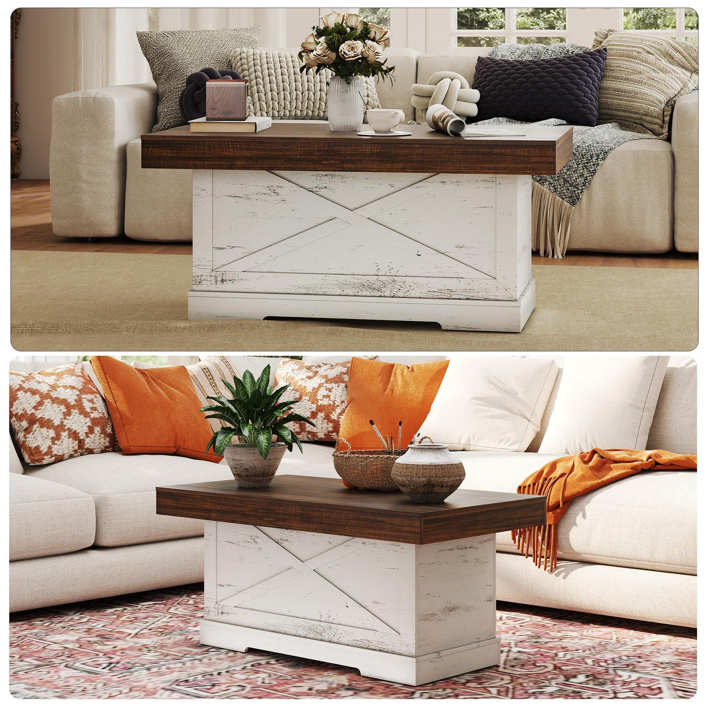 Lvifur Coffee Table with Storage Space for Living Room Table, 55 x 100 x 46 cm, Living Room Table, Coffee Table with Storage for Couch, Bedroom