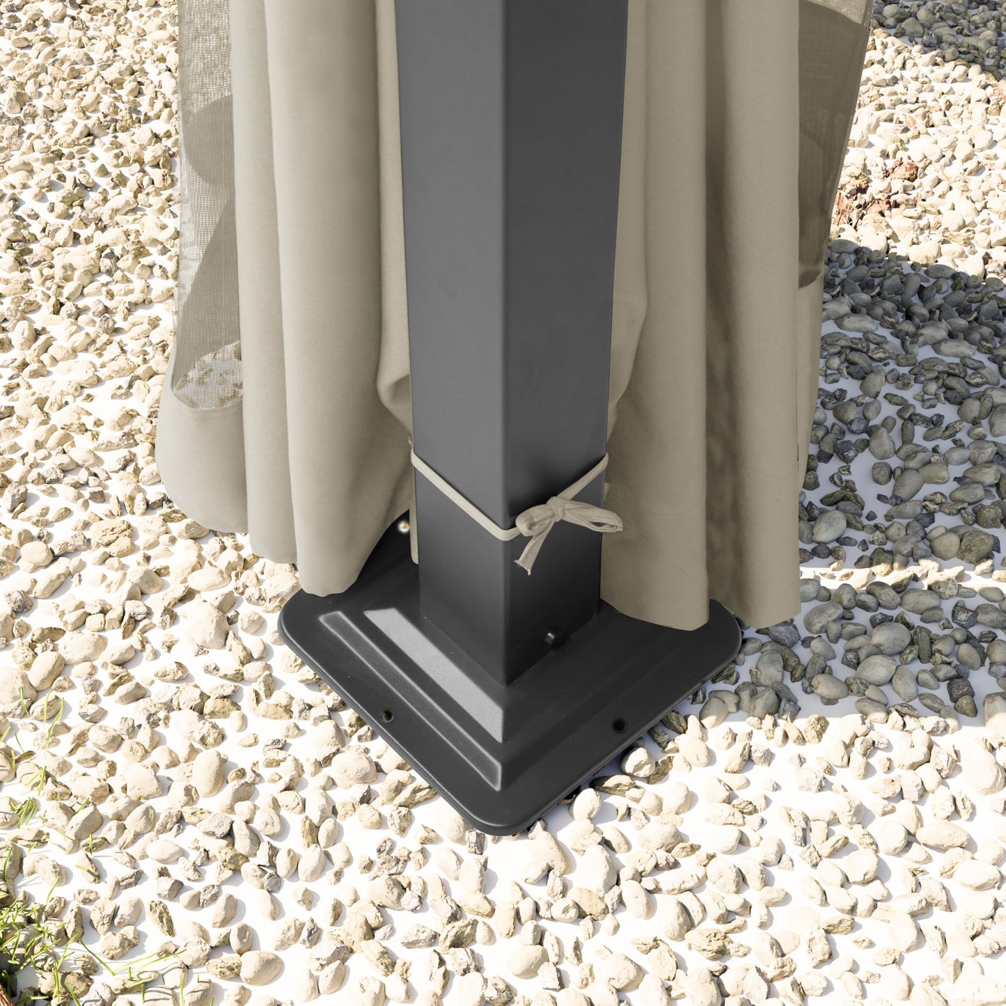 TOOLPORT Garden Gazebo 3 x 3 m with Steel Roof - Hardtop Gazebo with 4 Side Panels and Mosquito Nets in Cream